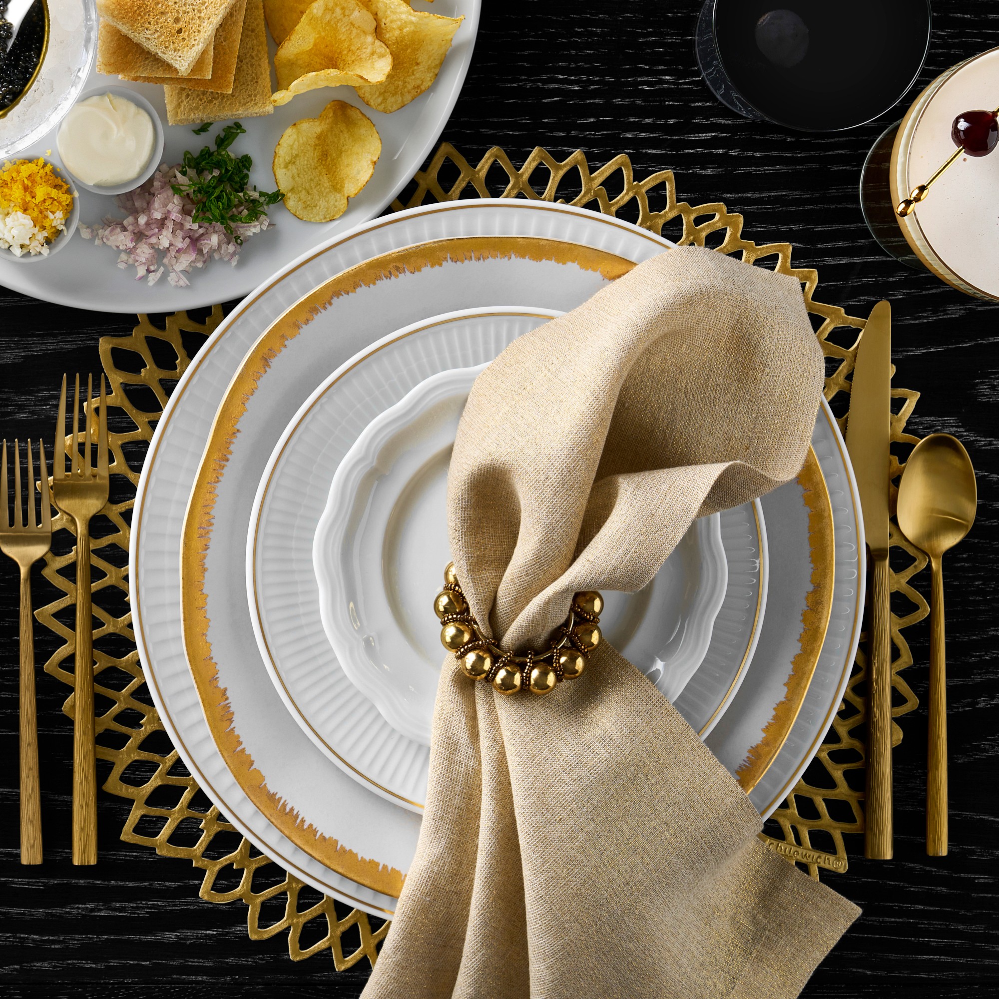 Pillivuyt Plisse Gold Porcelain Dinnerware Collection