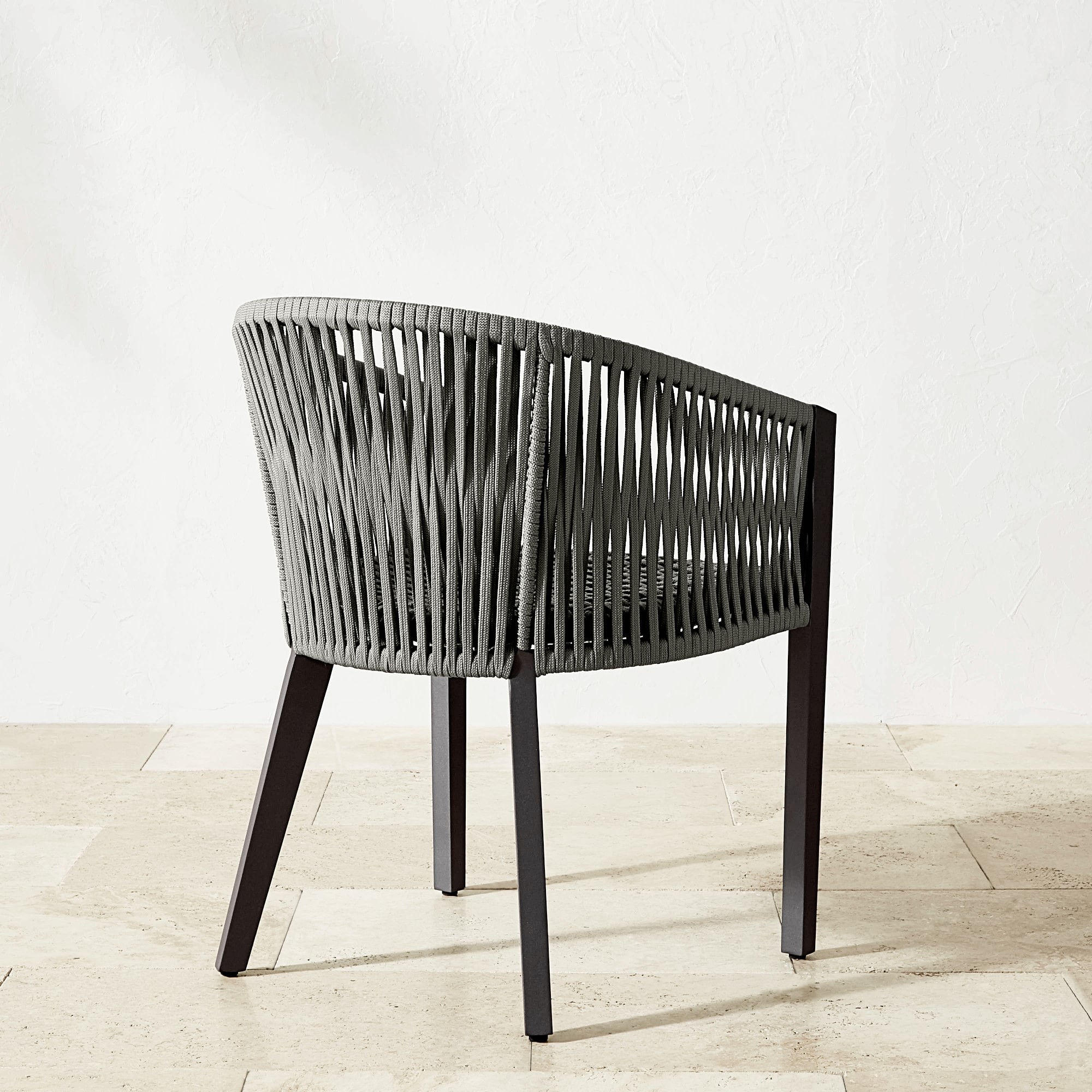 Pasadena Outdoor Fiberstone and Rope Round Dining Table & Pasadena Dining Chairs (60