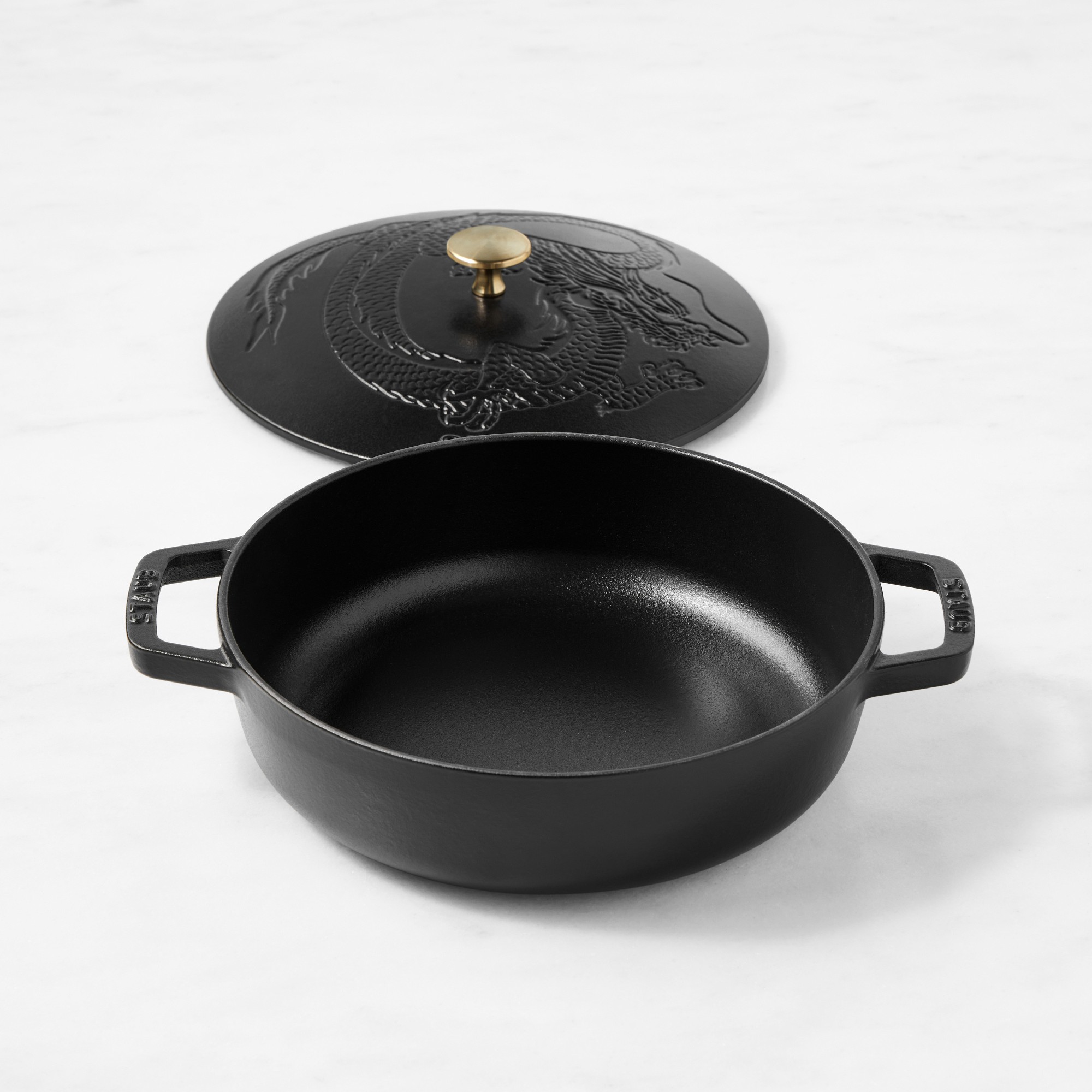 Staub Enameled Cast Iron Braiser with Dragon Lid, 2 1/2-Qt., Cranberry