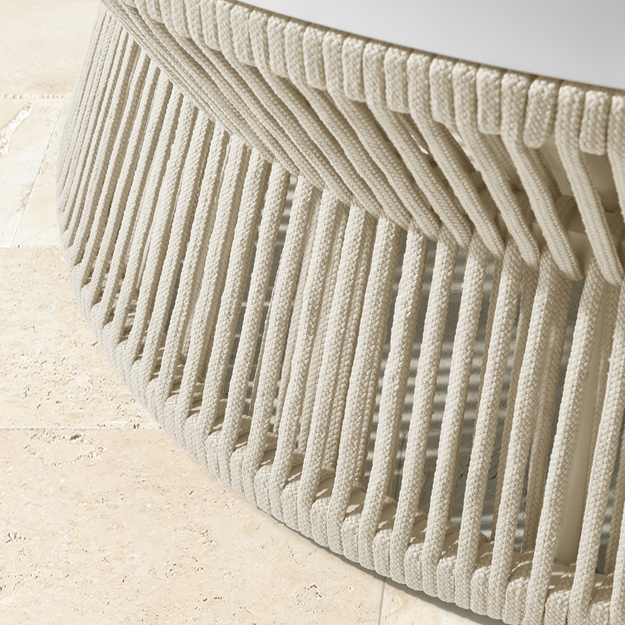 Pasadena Outdoor Fiberstone and Rope Round Coffee Table (44