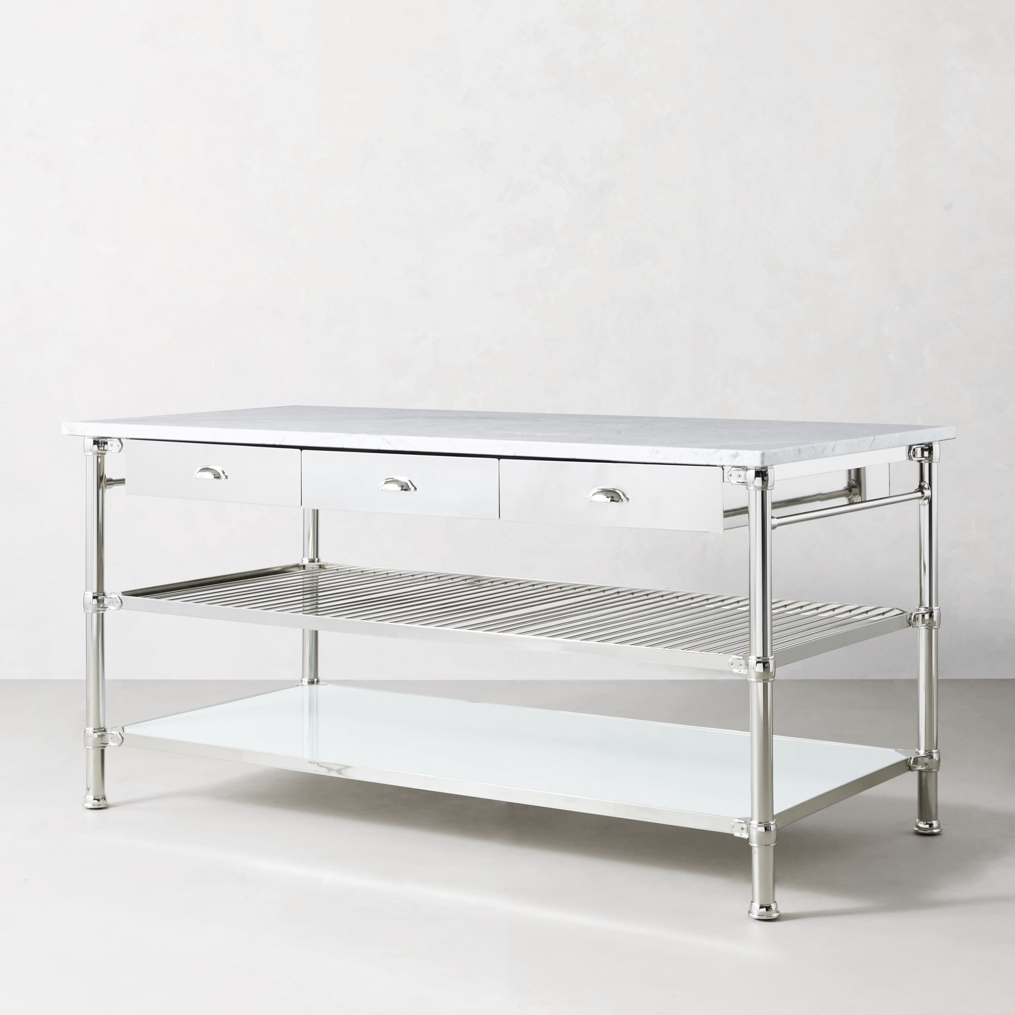 Modular Double Kitchen Island with Marble Top (72