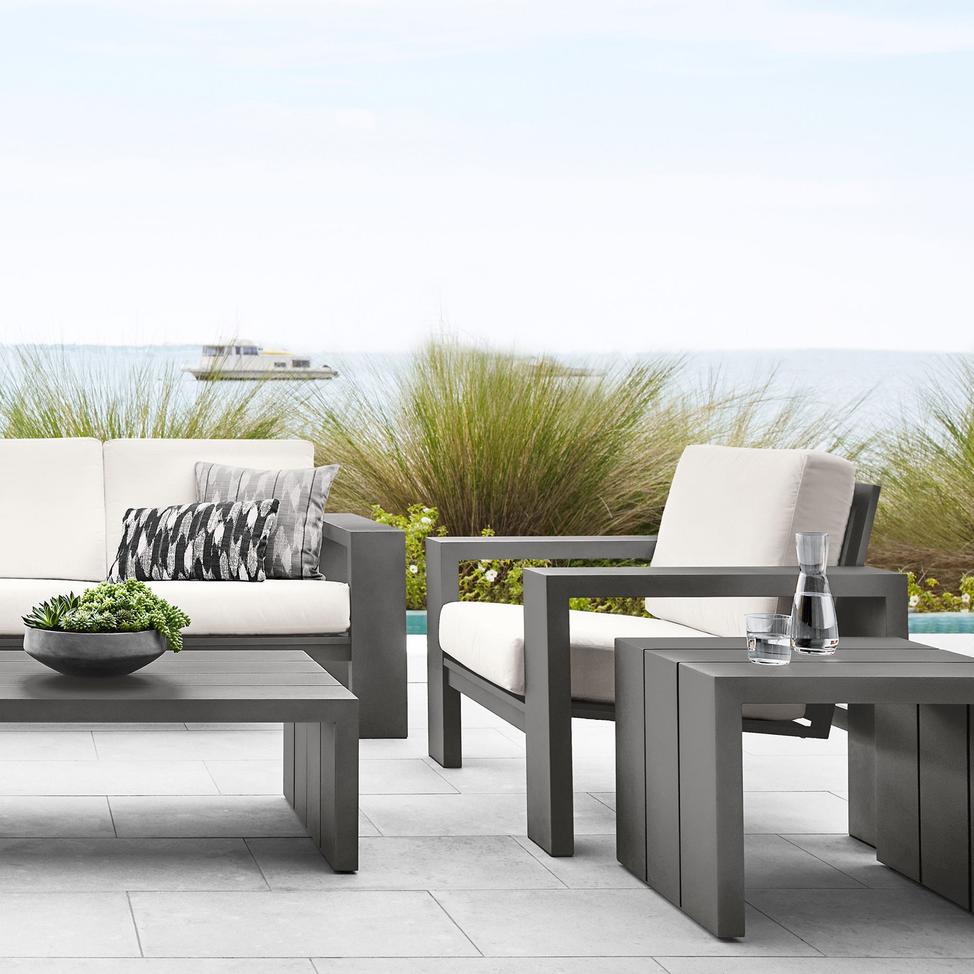 Larnaca Outdoor Slate Grey Metal Coffee Table (48