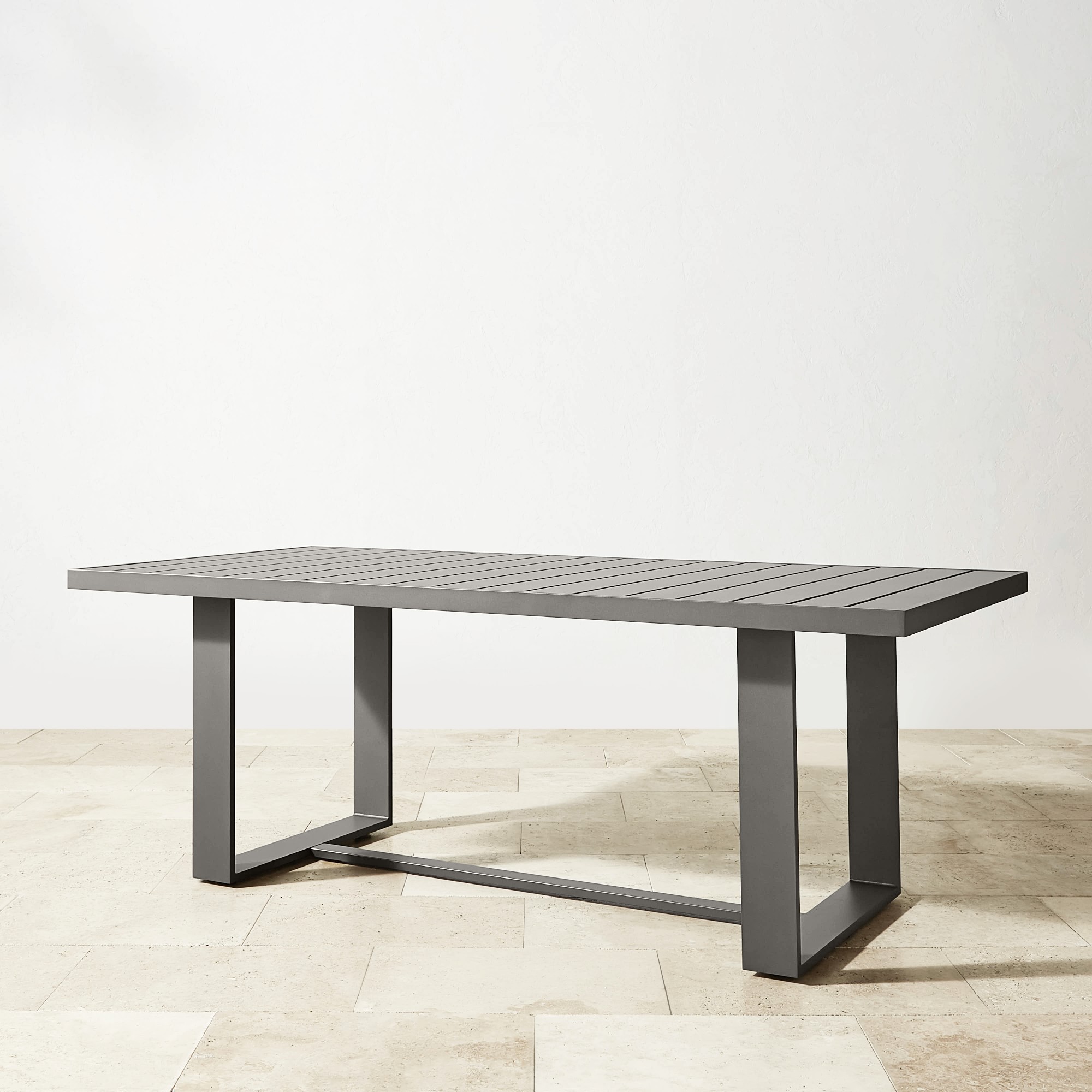 Santa Barbara Slate Outdoor Metal Dining Table & Dining Chairs (84