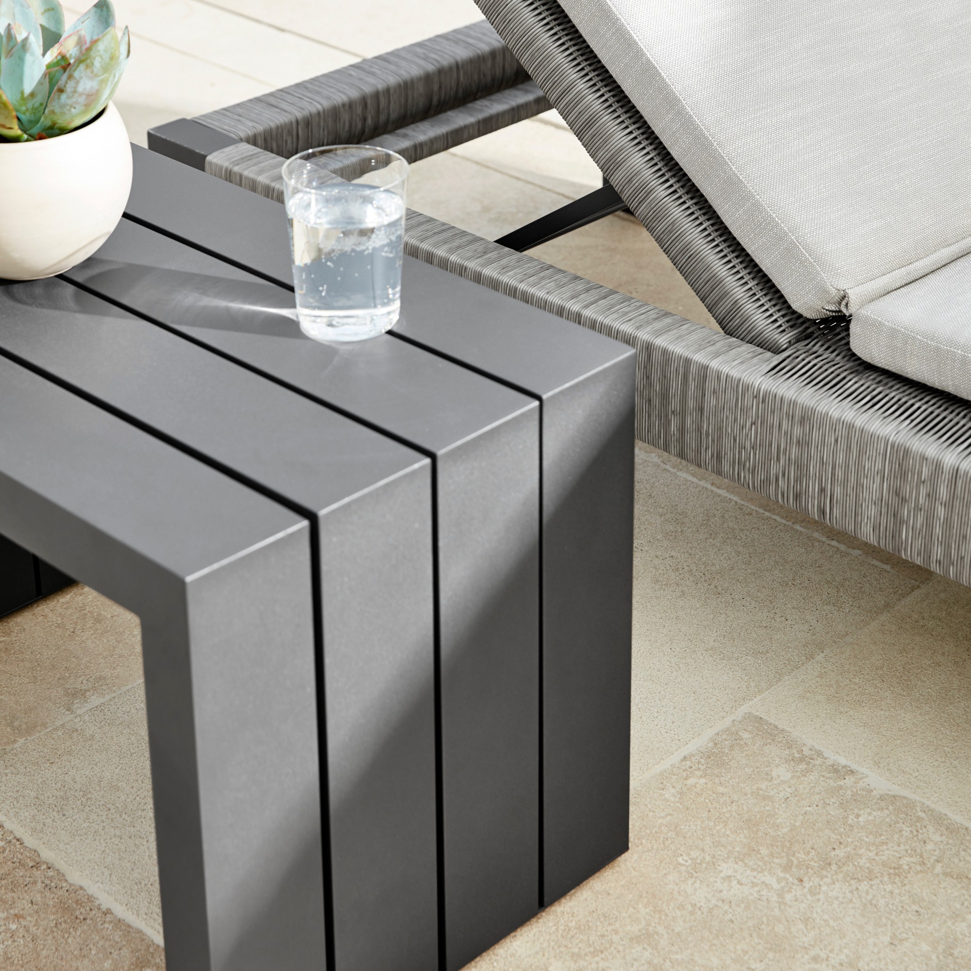 Larnaca Slate Grey Metal Outdoor Side Table (24