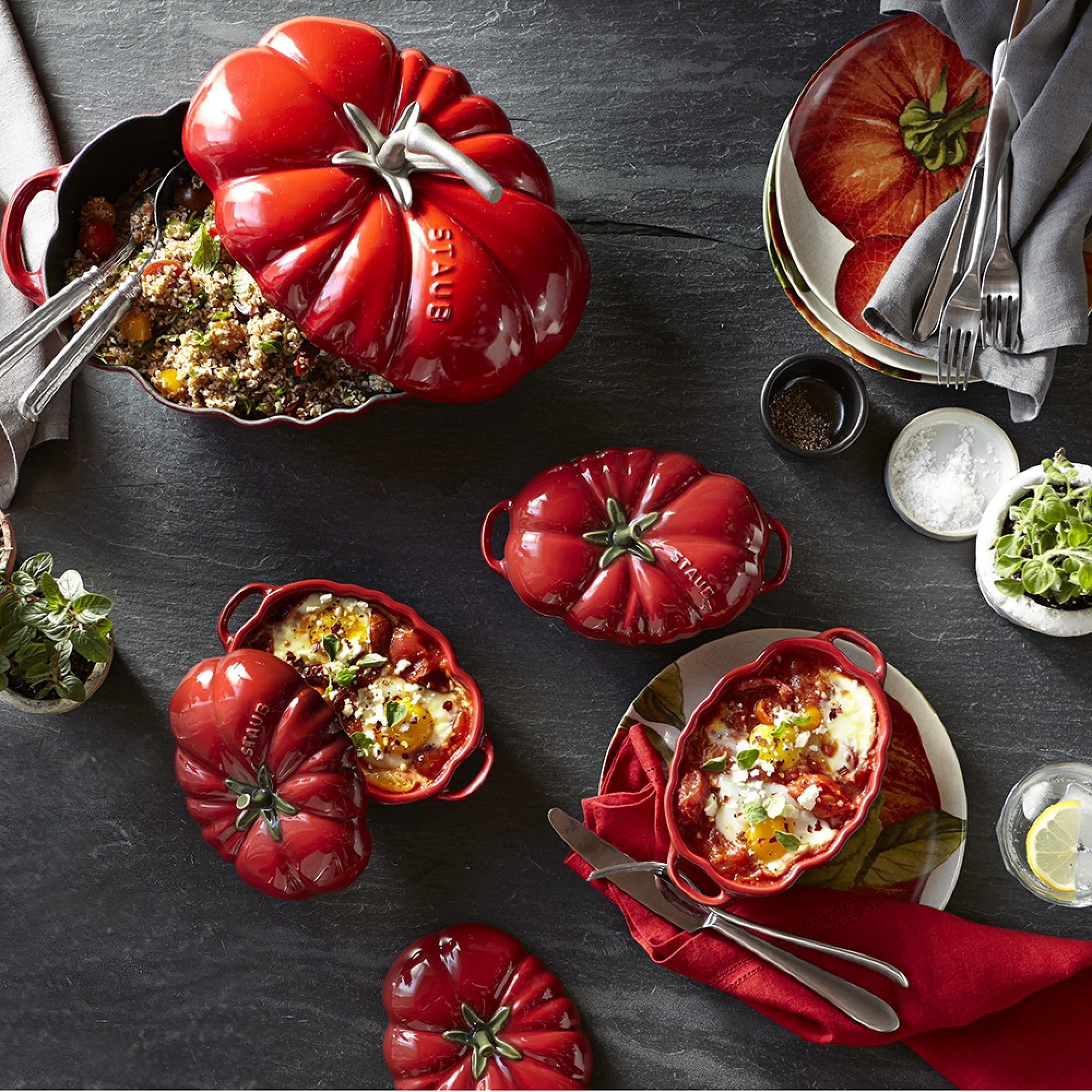 Staub Enameled Cast Iron Tomato Cocotte, 3-Qt.
