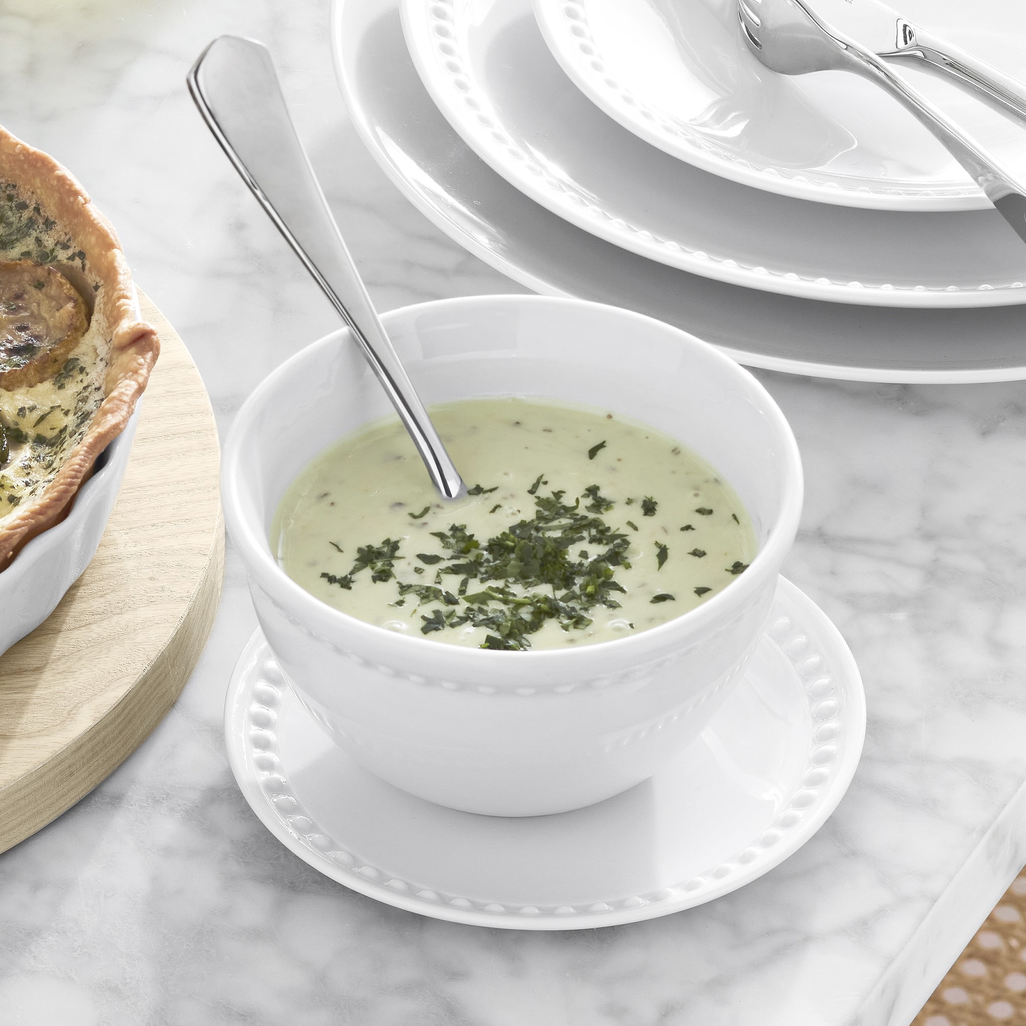 Pillivuyt Beaded Coupe Bread & Butter Plates, Set of 4