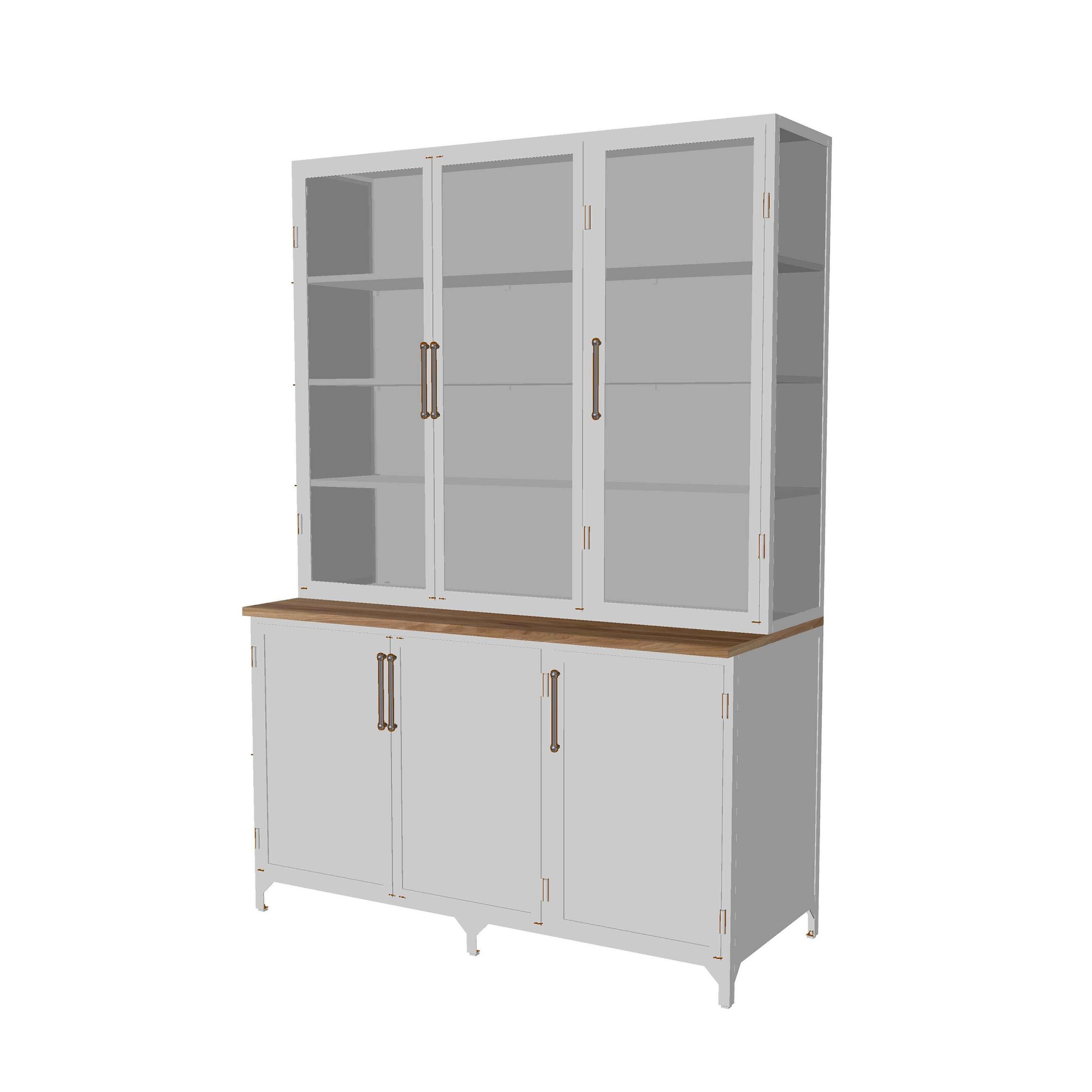 Colt 3- Door Glass Storage Cabinet with Counter (60