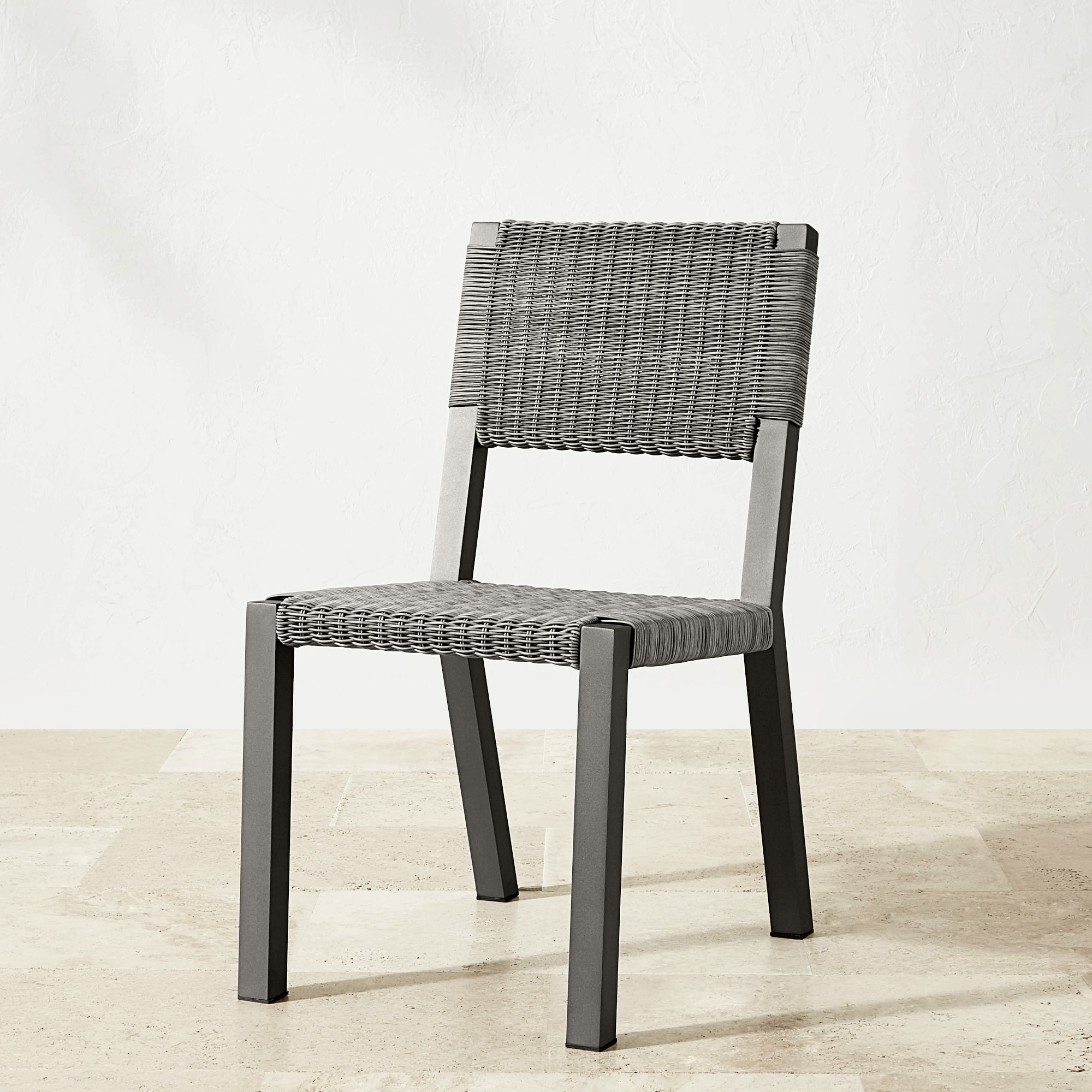Larnaca Outdoor Slate Grey Metal x All-Weather Weave Dining Side Chair