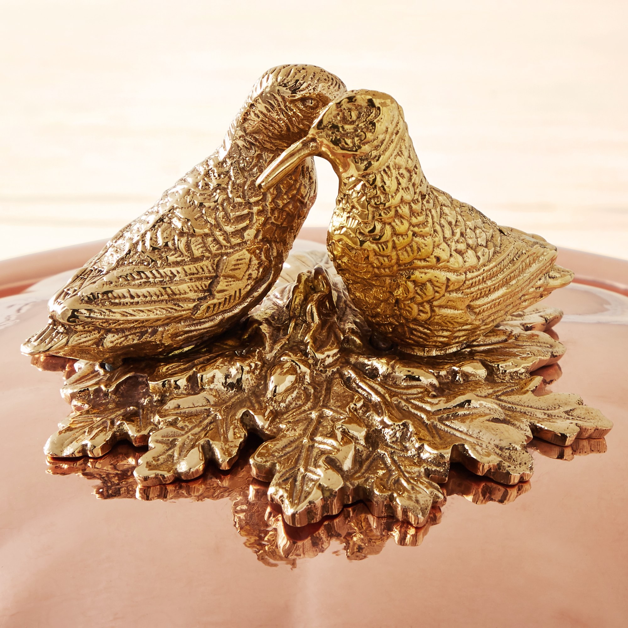 Ruffoni Historia Hammered Copper Braiser with Lovebirds Knob, 4-Qt.