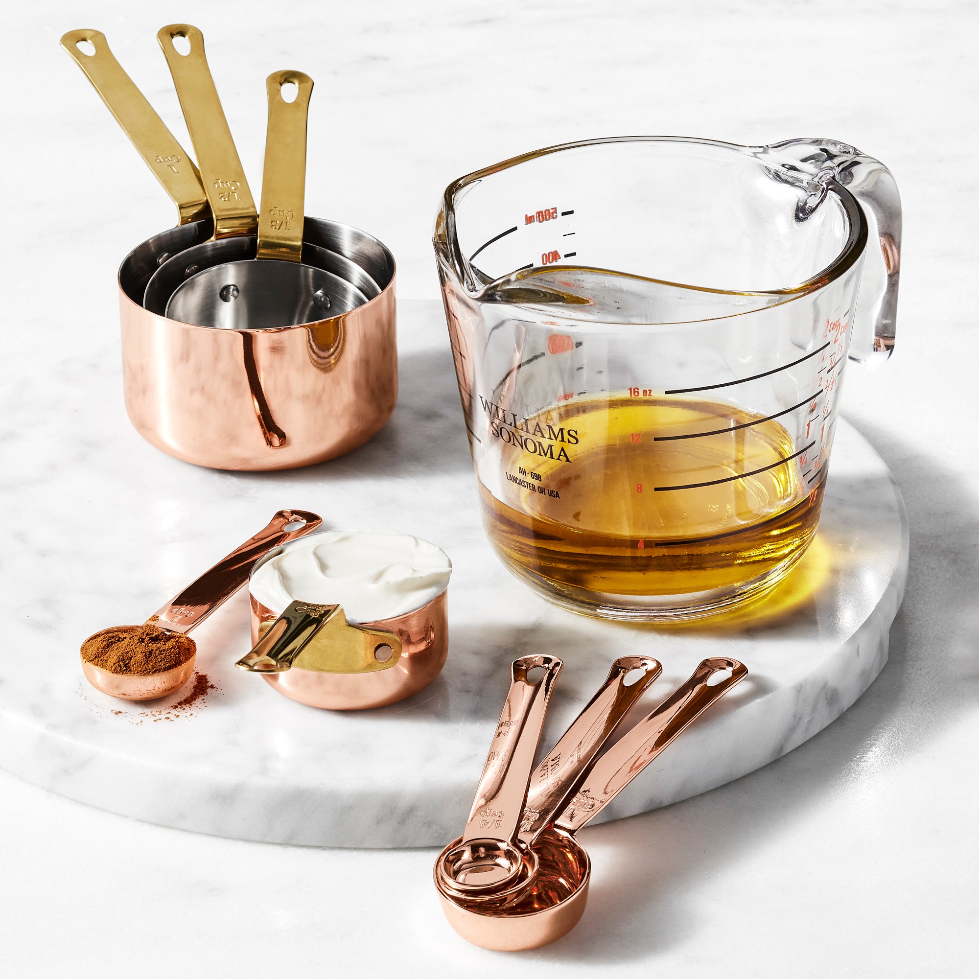 Williams Sonoma Copper Nesting Measuring Cups & Spoons