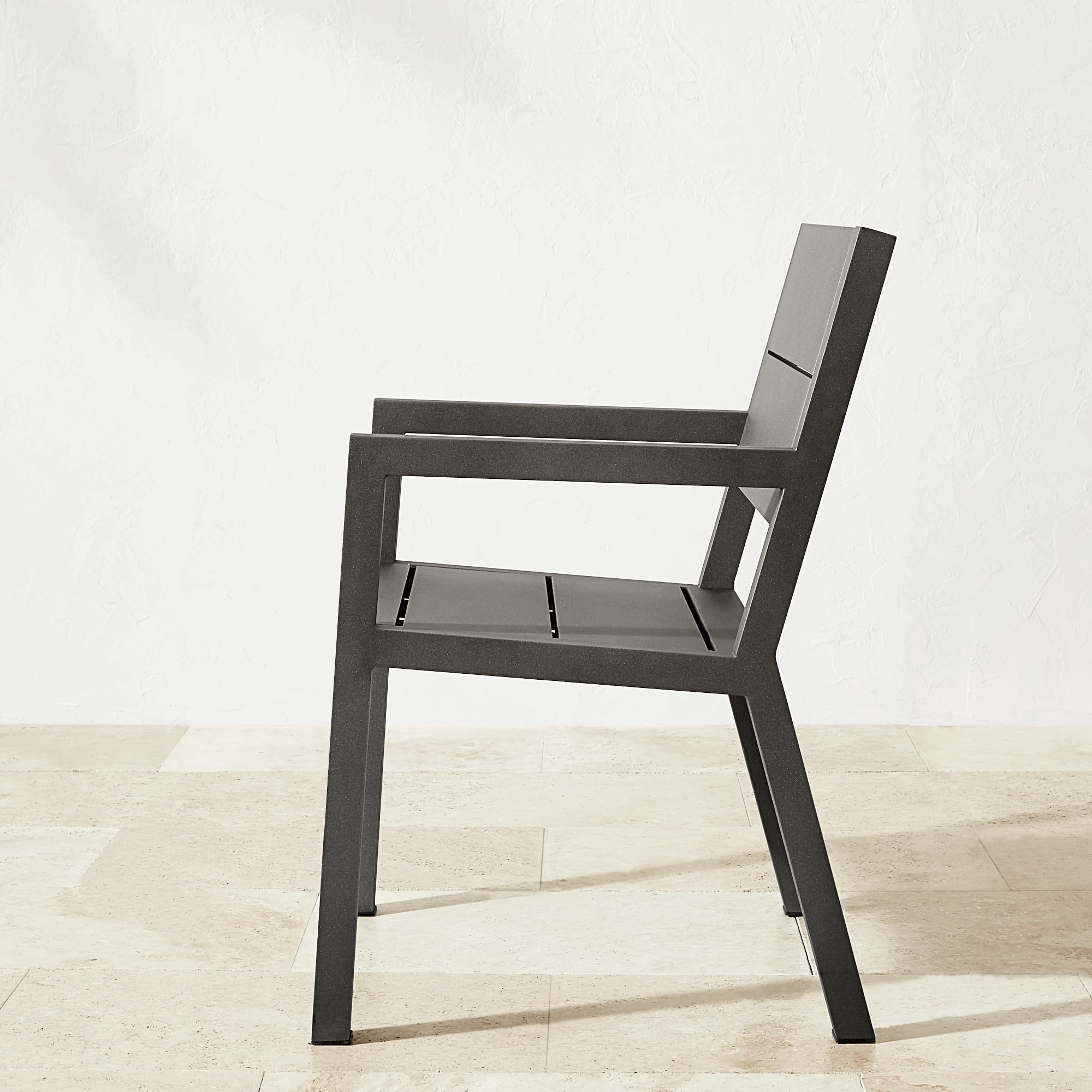 Larnaca Outdoor Slate Grey Metal Dining Armchair