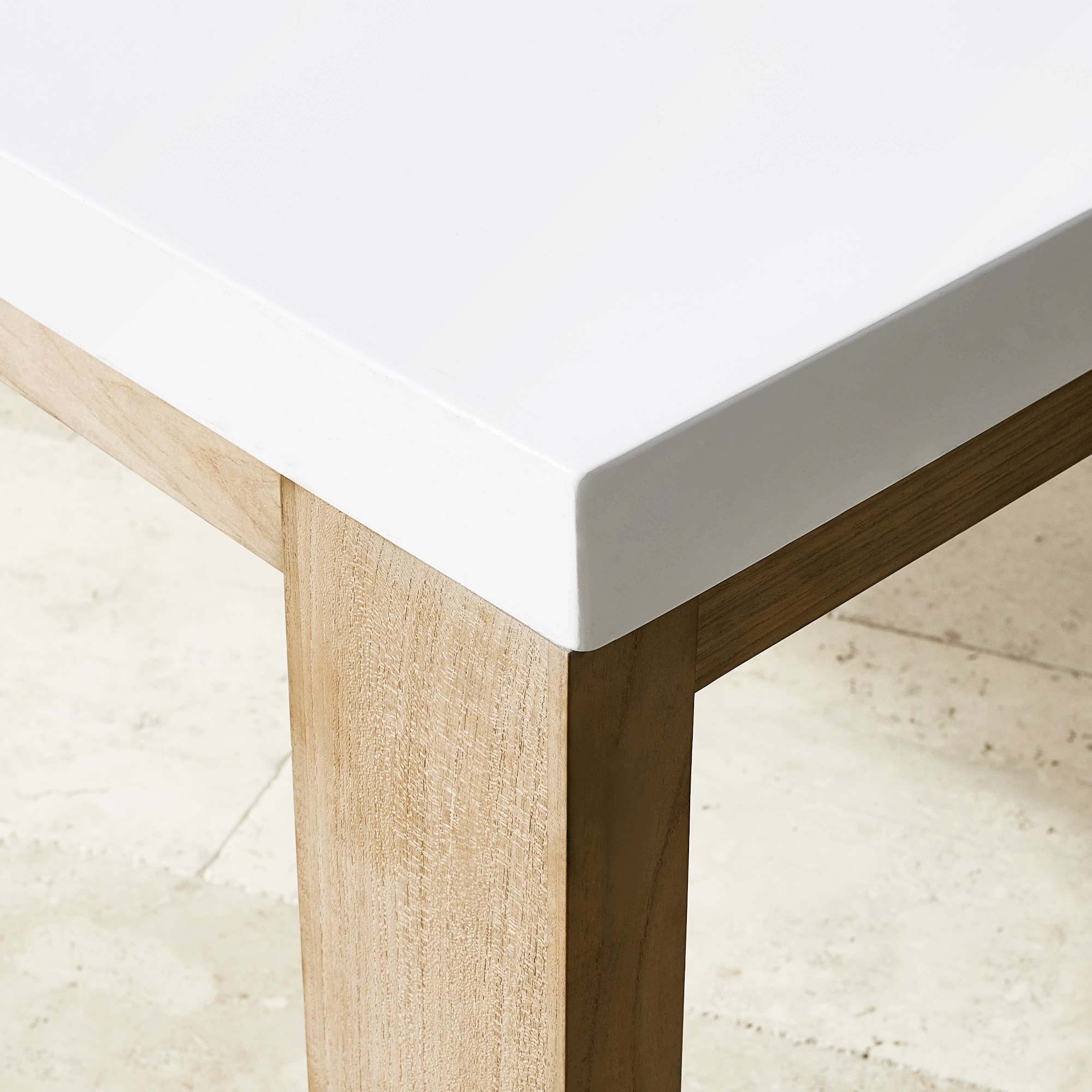 Larnaca Fiberstone Dining Table & Teak Dining Chairs (96