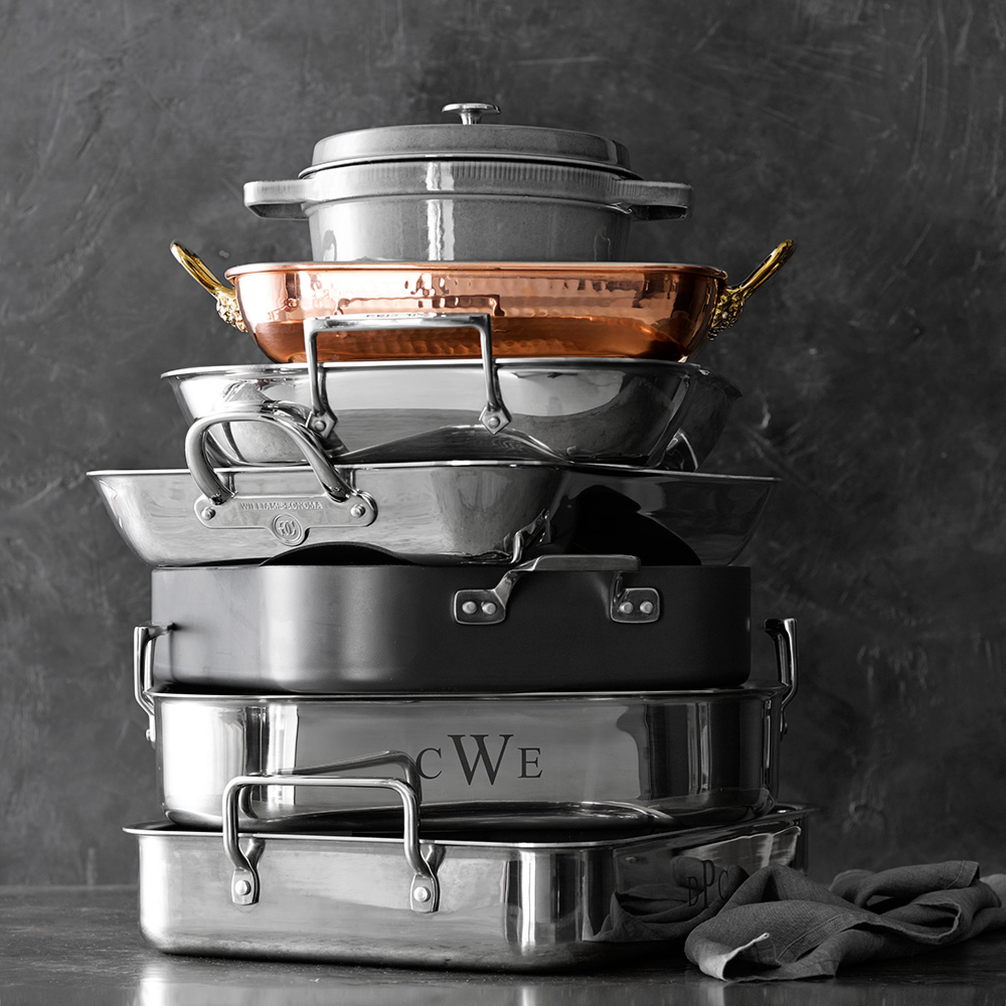 Ruffoni Historia Hammered Copper Roasting Pan with Artichoke Handle