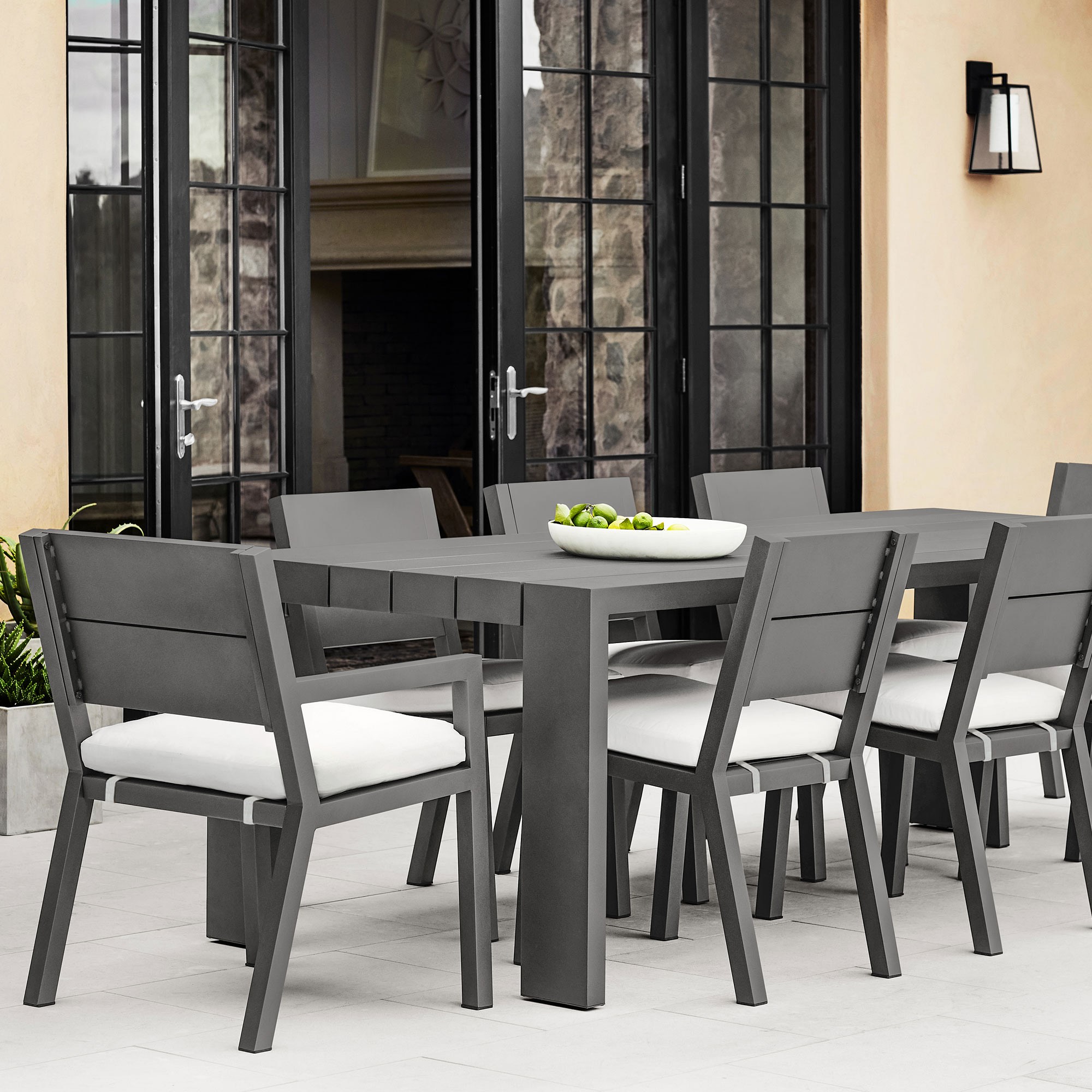 Larnaca Outdoor Slate Grey Metal Dining Table (94