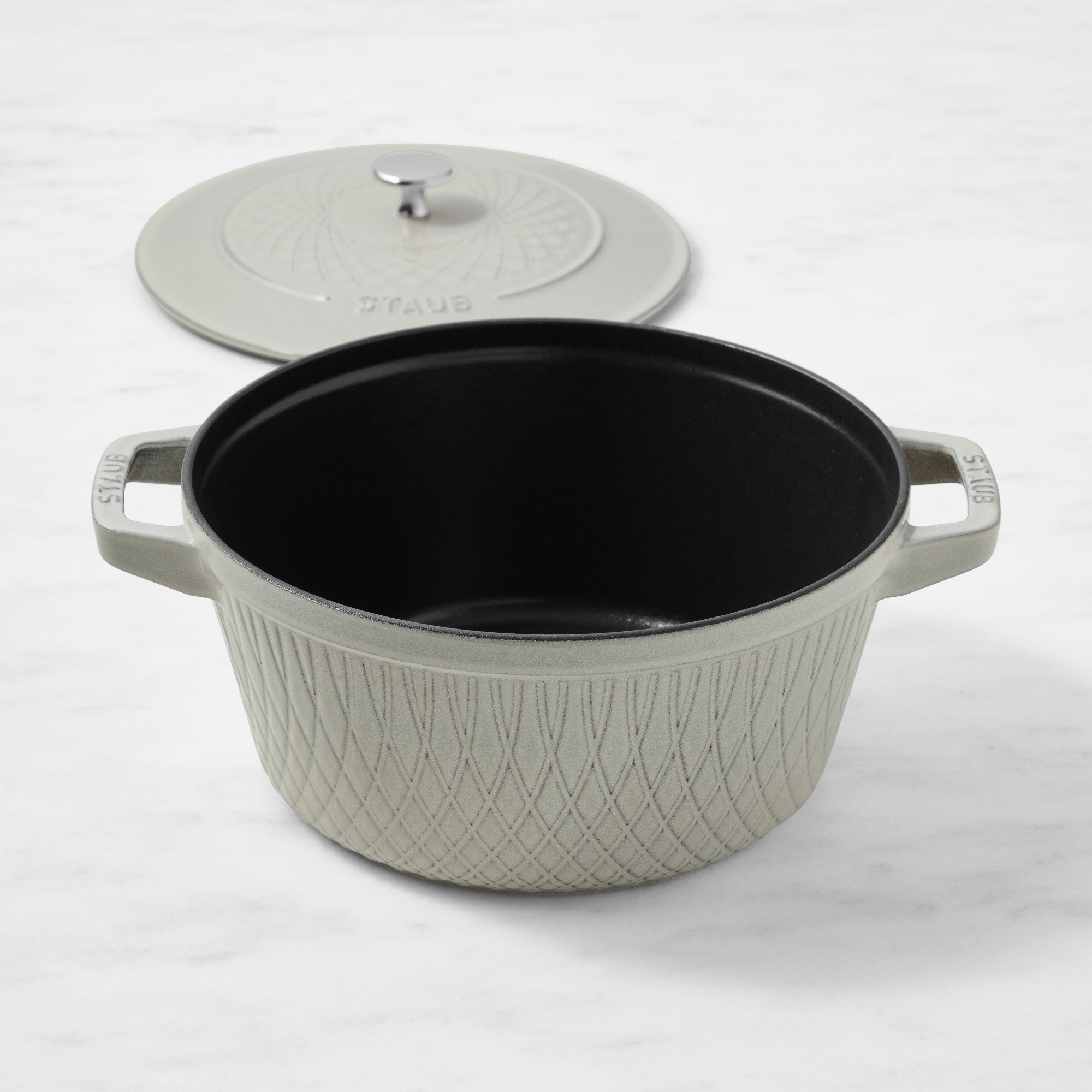 Staub Enameled Cast Iron Embossed Twist Dutch Oven, 4 1/4-Qt.