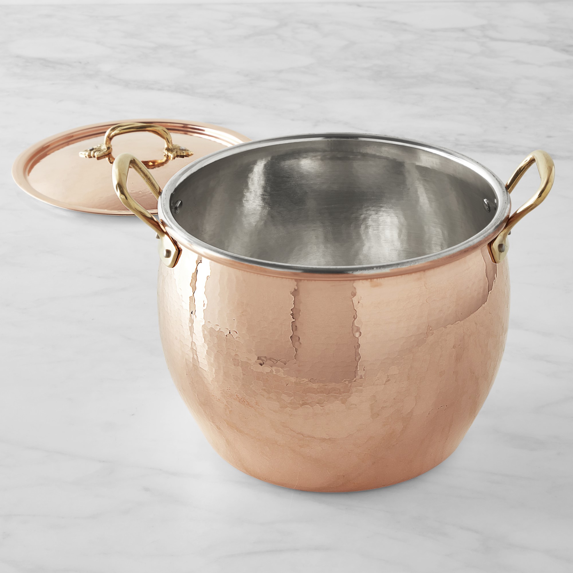 Ruffoni Historia Hammered Copper Stockpot with Vine Handle, 12-Qt.