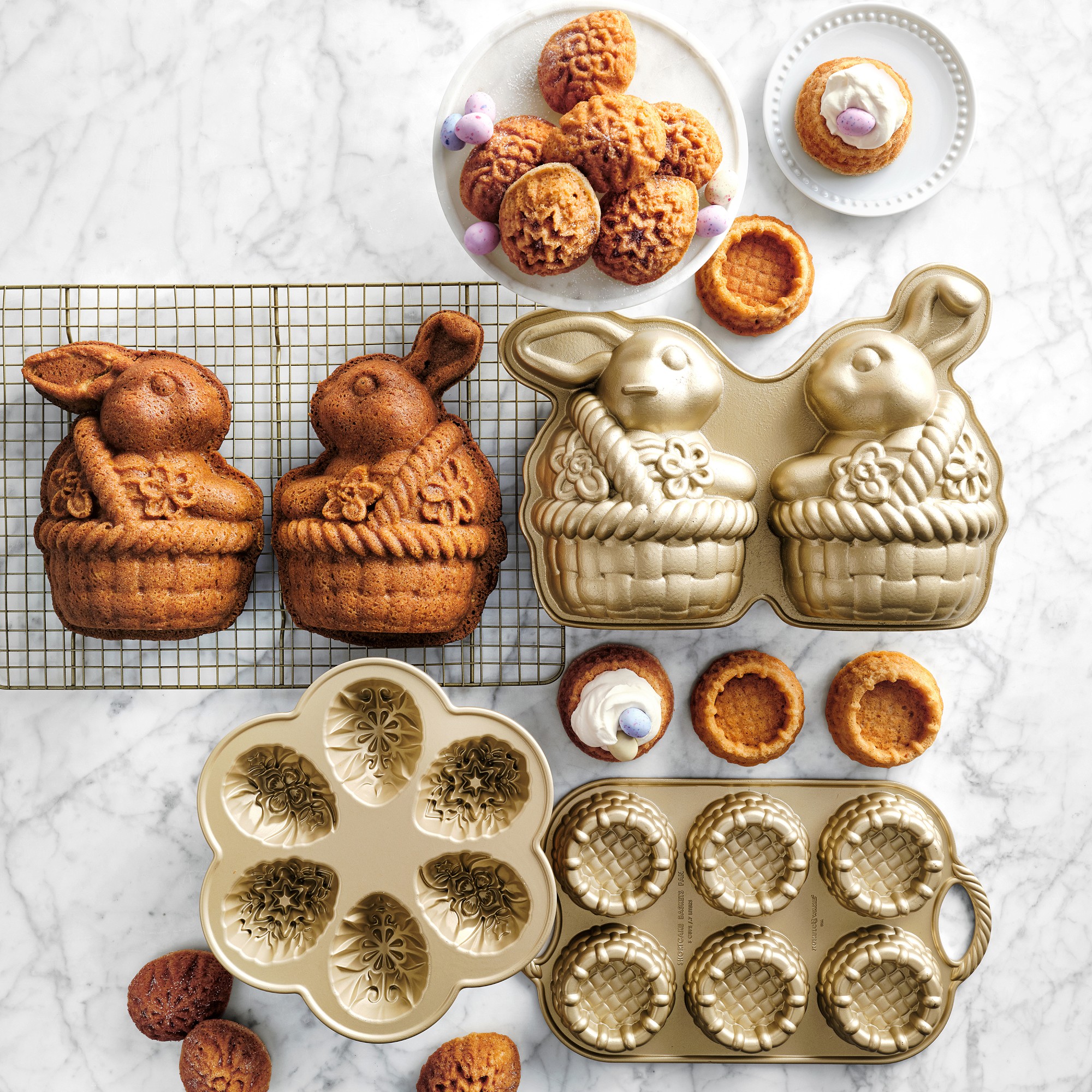 Nordic Ware Nonstick Cast Aluminum Easter Bunny in Basket Pan