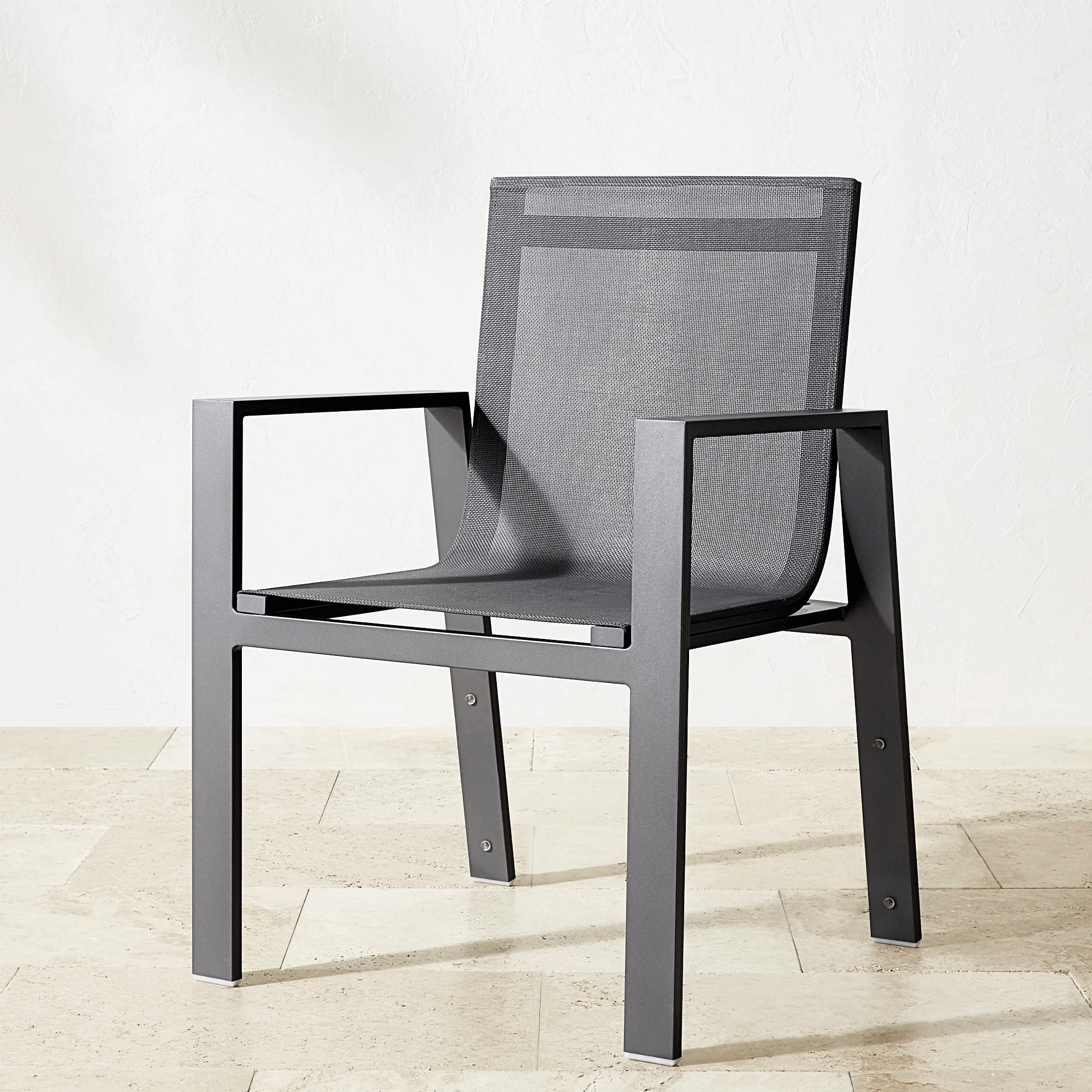 Santa Barbara Slate Outdoor Metal Dining Table & Dining Chairs (84