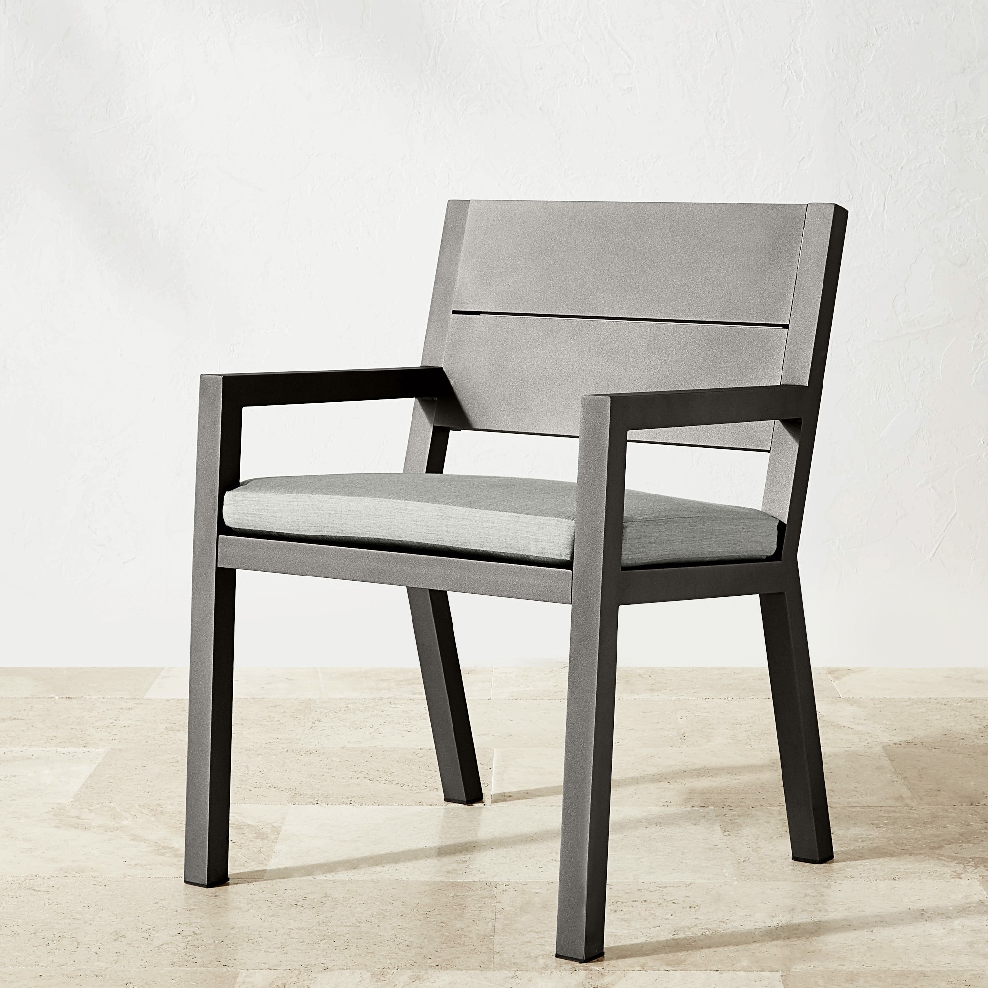 Larnaca Outdoor Slate Grey Metal Dining Armchair