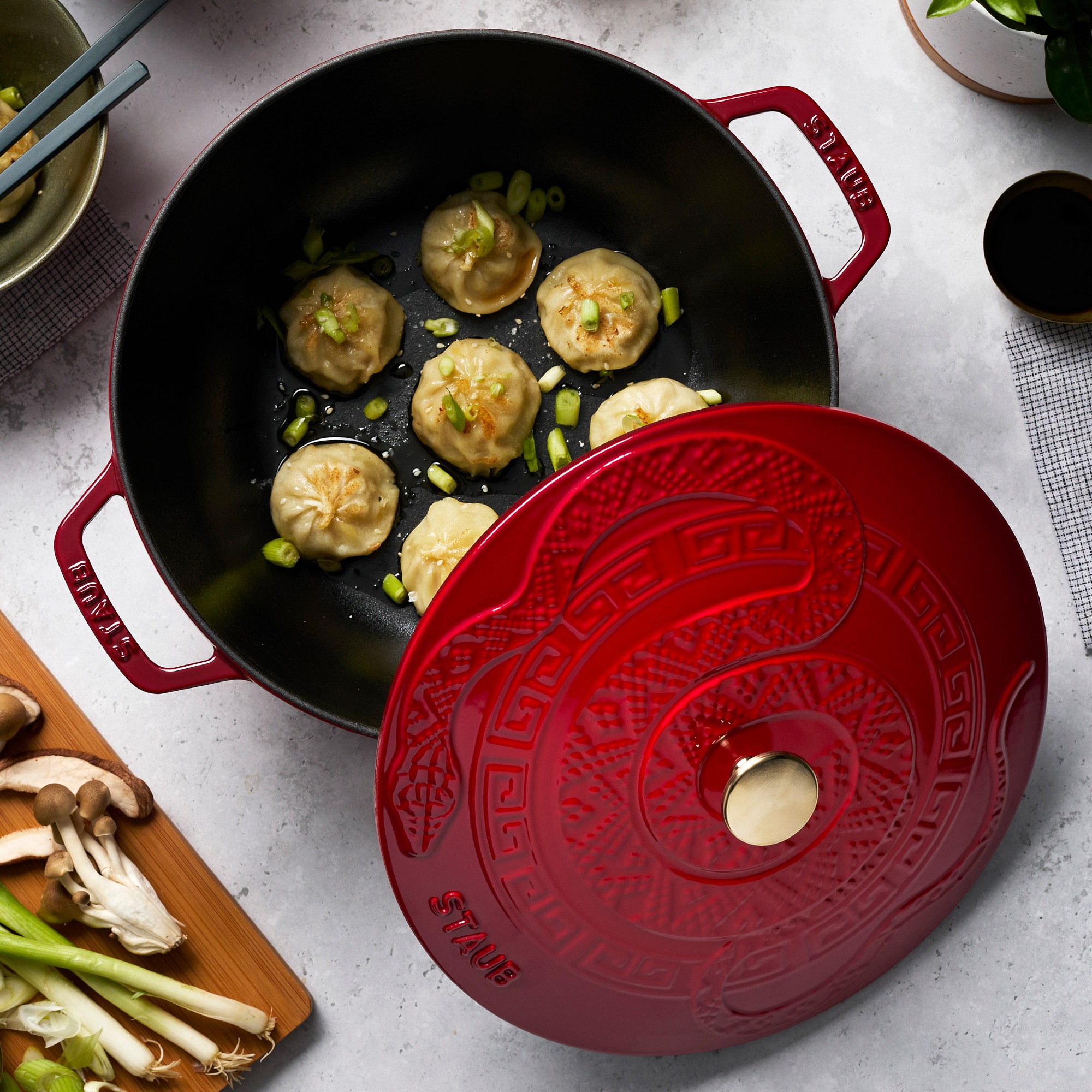 Staub Enameled Cast Iron Essential French Oven with Snake Lid, 5-Qt.