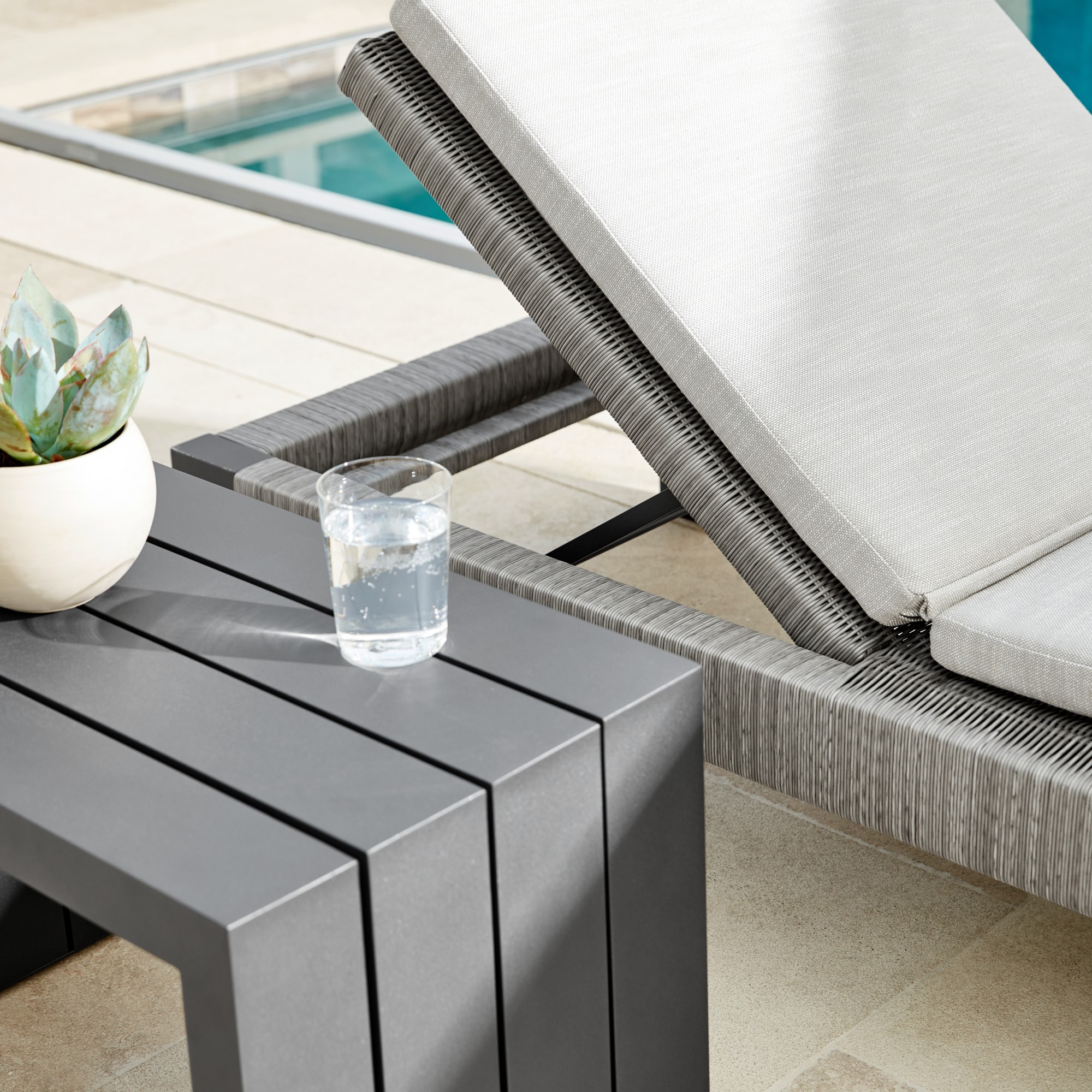 Larnaca Outdoor Slate Grey Metal x All-Weather Weave Chaise