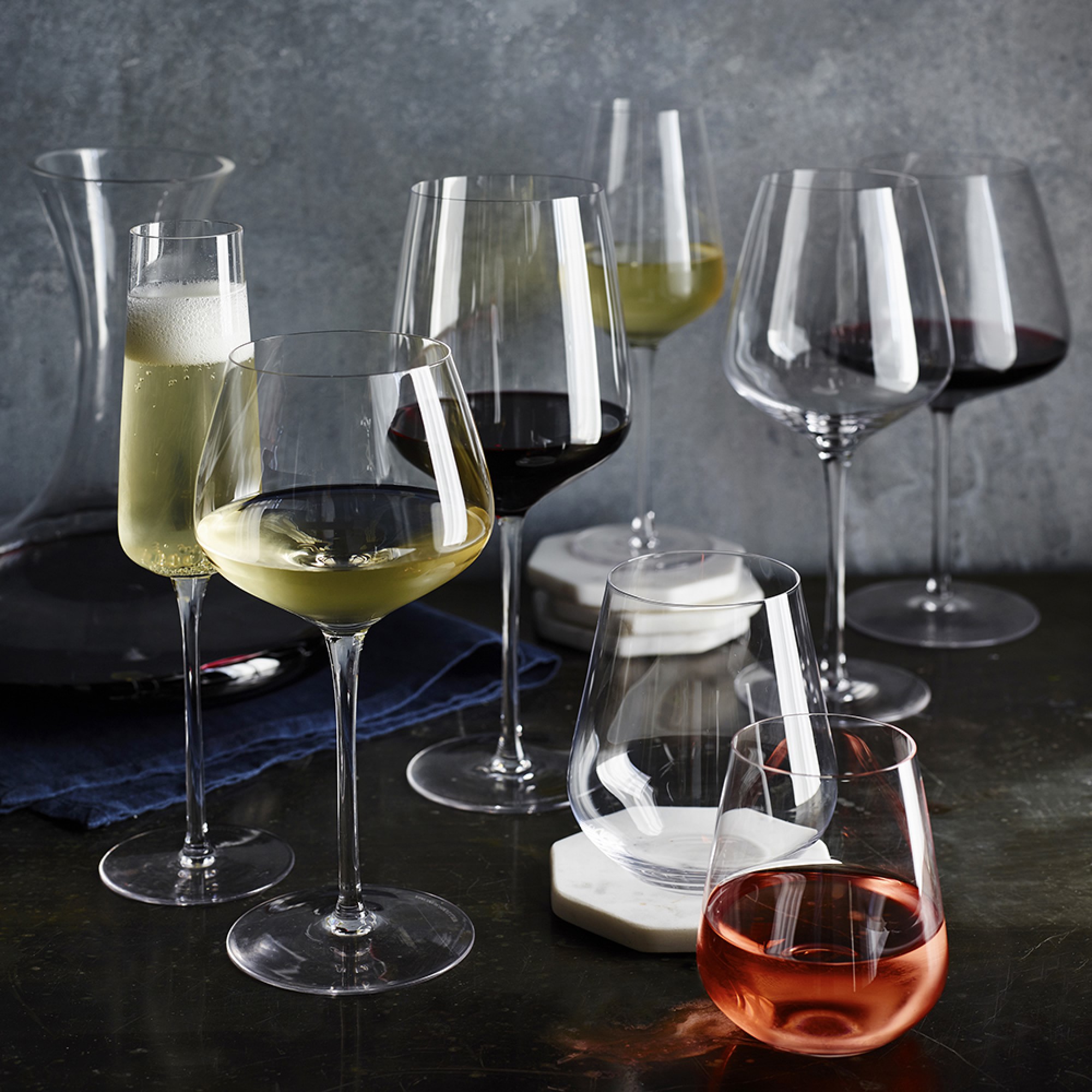 Williams Sonoma Estate Stemless Red Wine Glasses