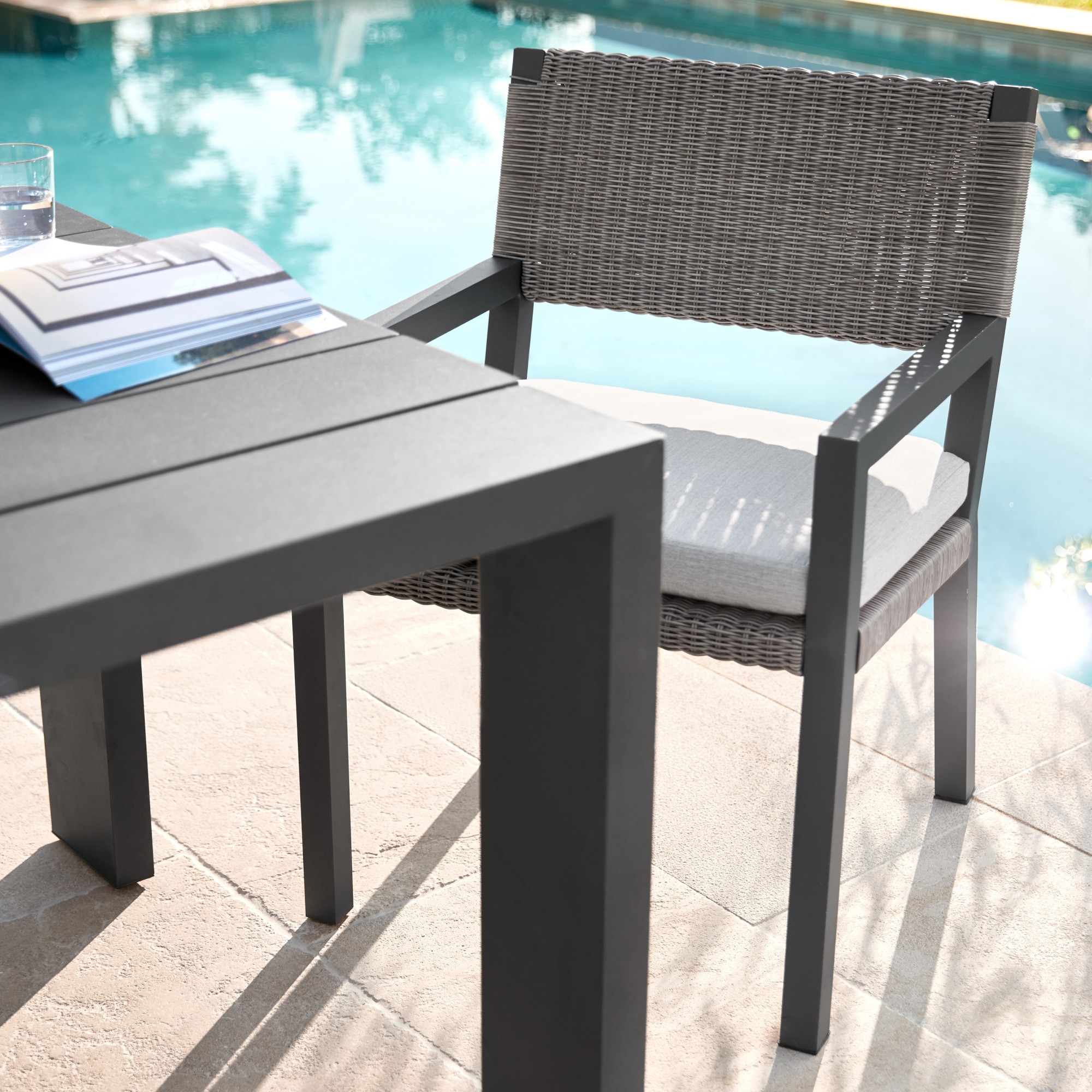 Larnaca Outdoor Slate Grey Metal Dining Table (94