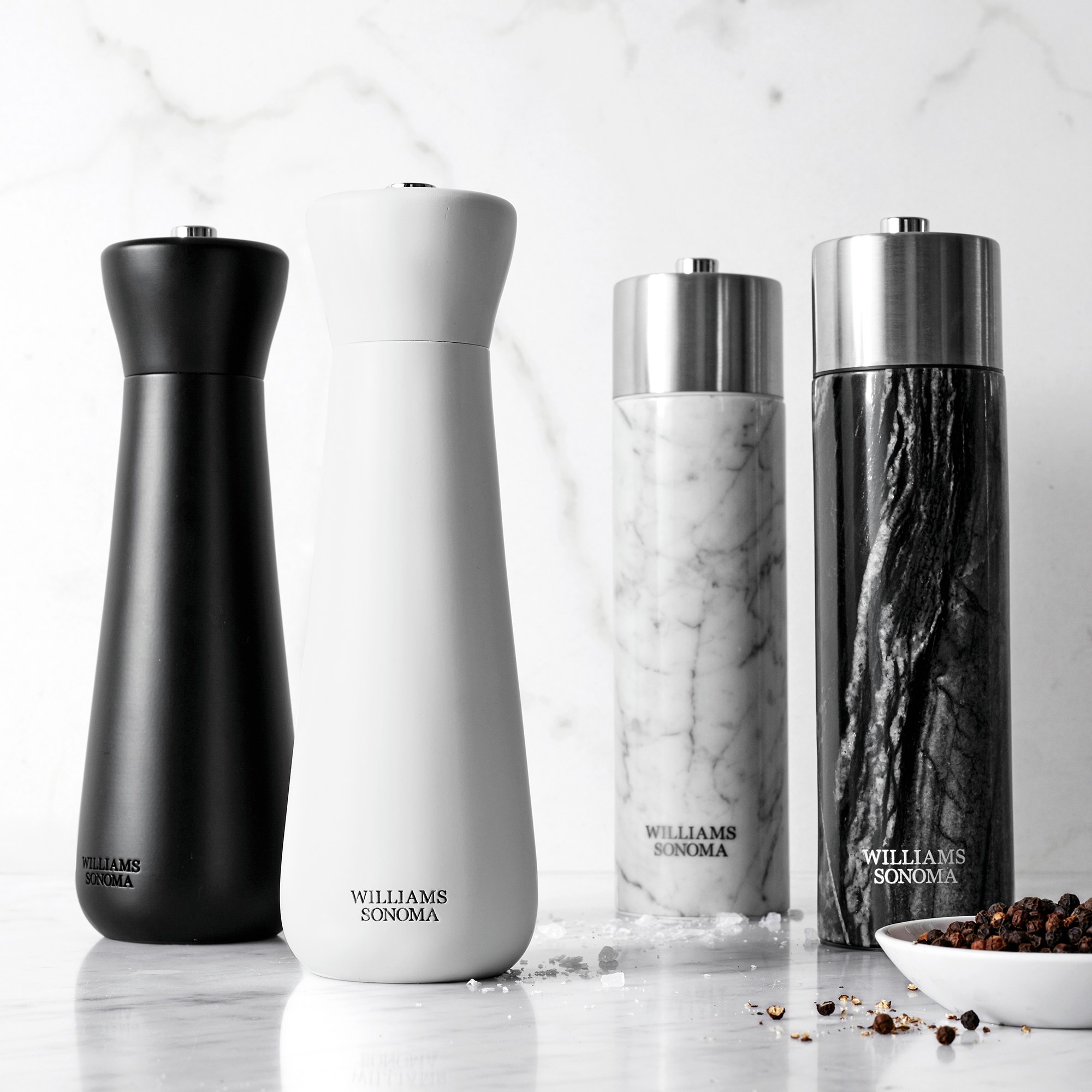 Williams Sonoma Wood Salt & Pepper Mills, Black & White