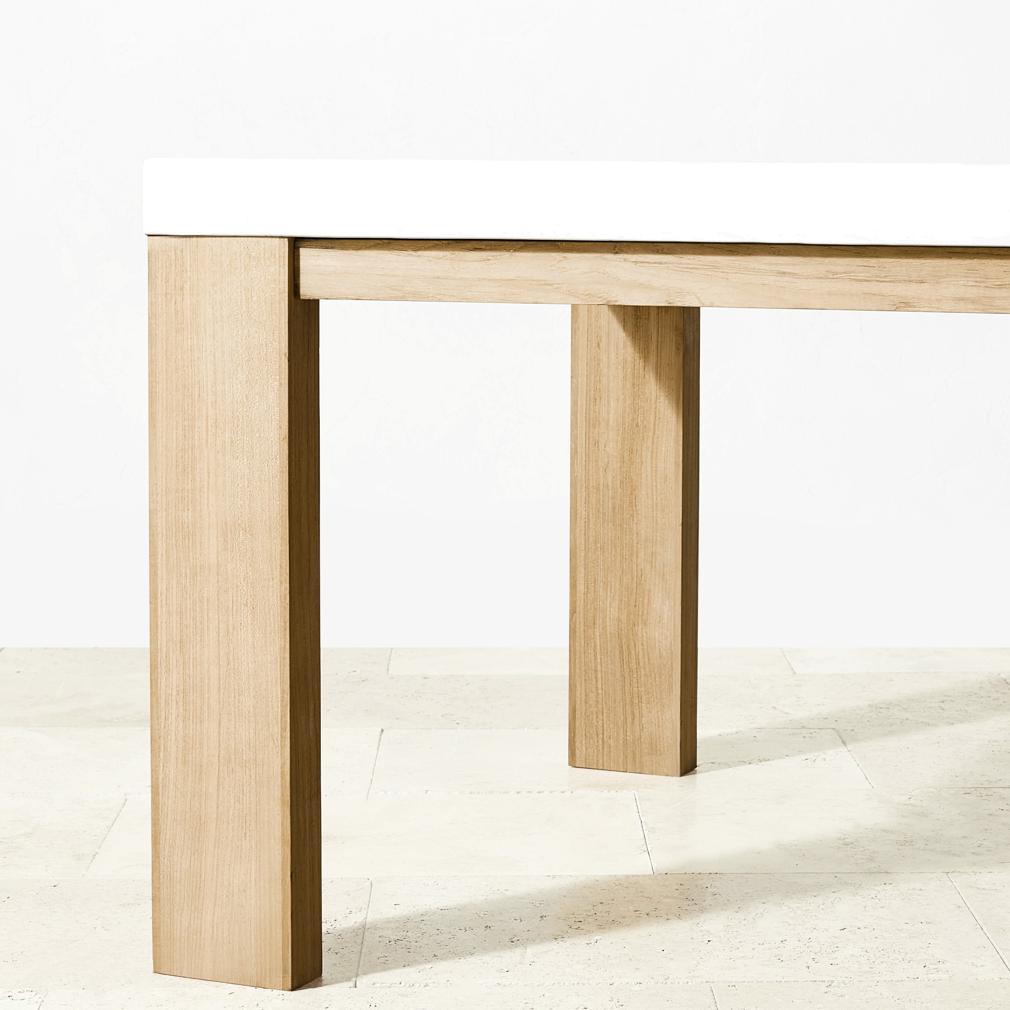 Larnaca Outdoor Teak Fiberstone Dining Table (96