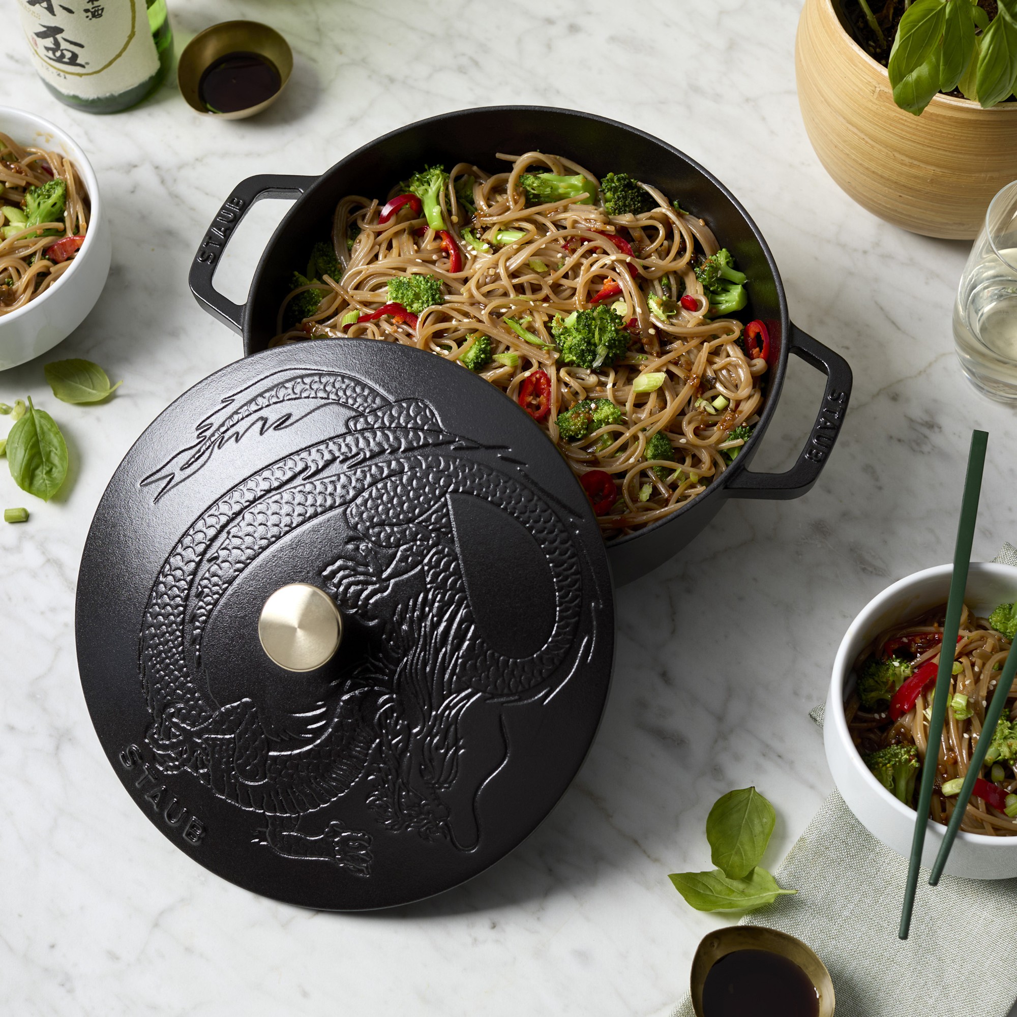 Staub Enameled Cast Iron Braiser with Dragon Lid, 2 1/2-Qt., Cranberry