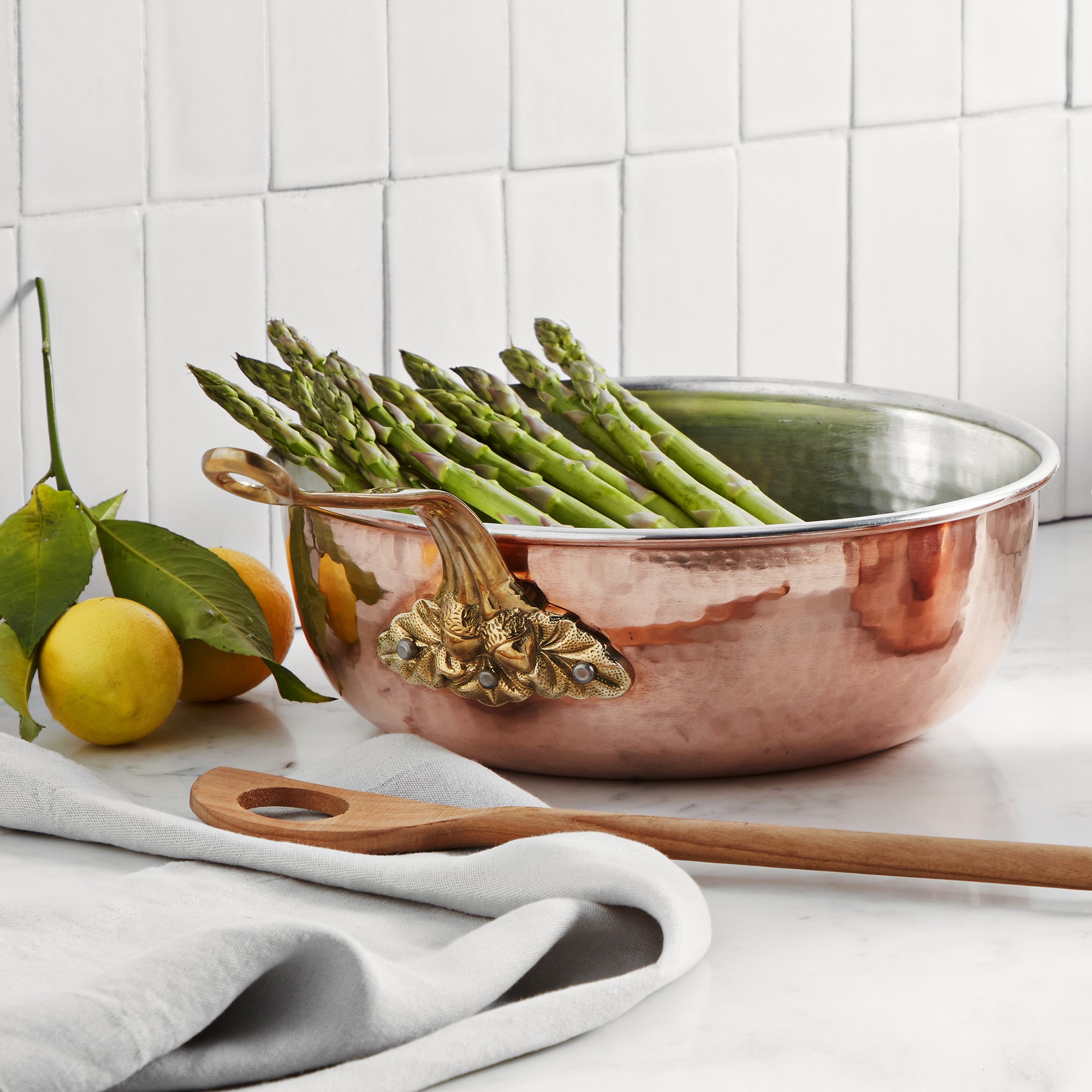 Ruffoni Historia Hammered Copper Chef’s Pan with Acorn Handle and Risotto Spoon