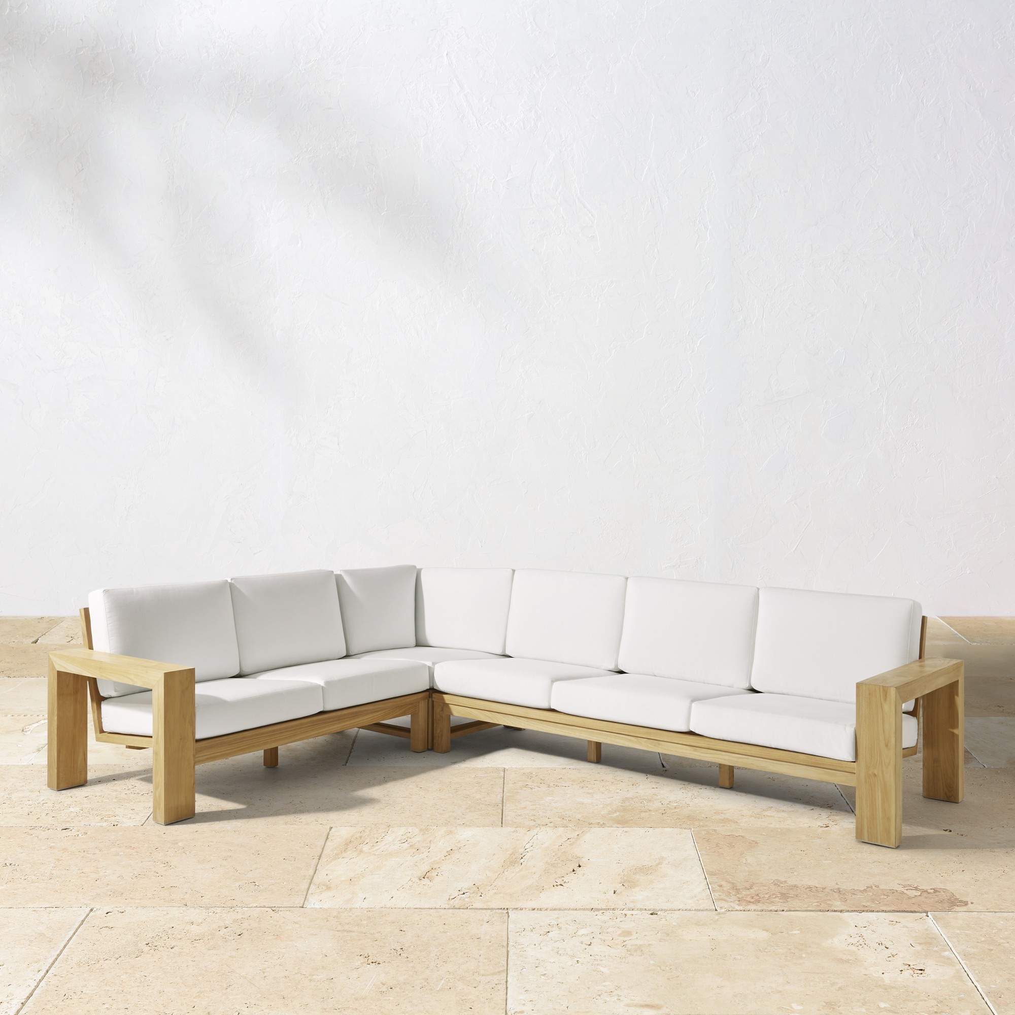Larnaca Outdoor Natural Teak Customizable Sectional (62