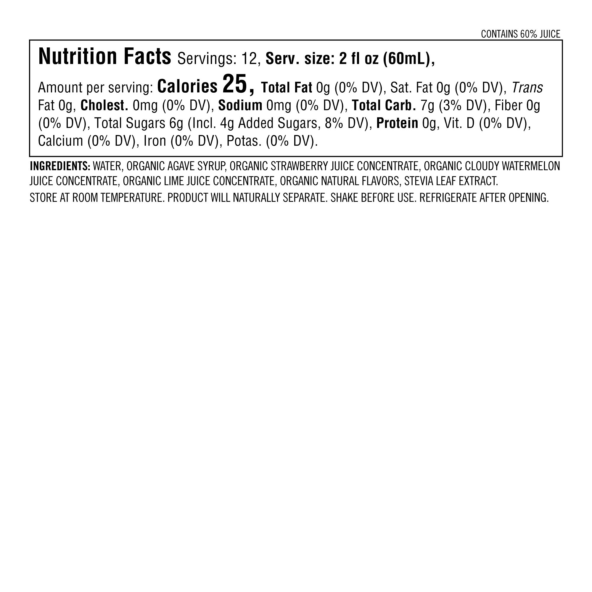 Williams Sonoma Skinny Organic Margarita Mix, Strawberry Watermelon