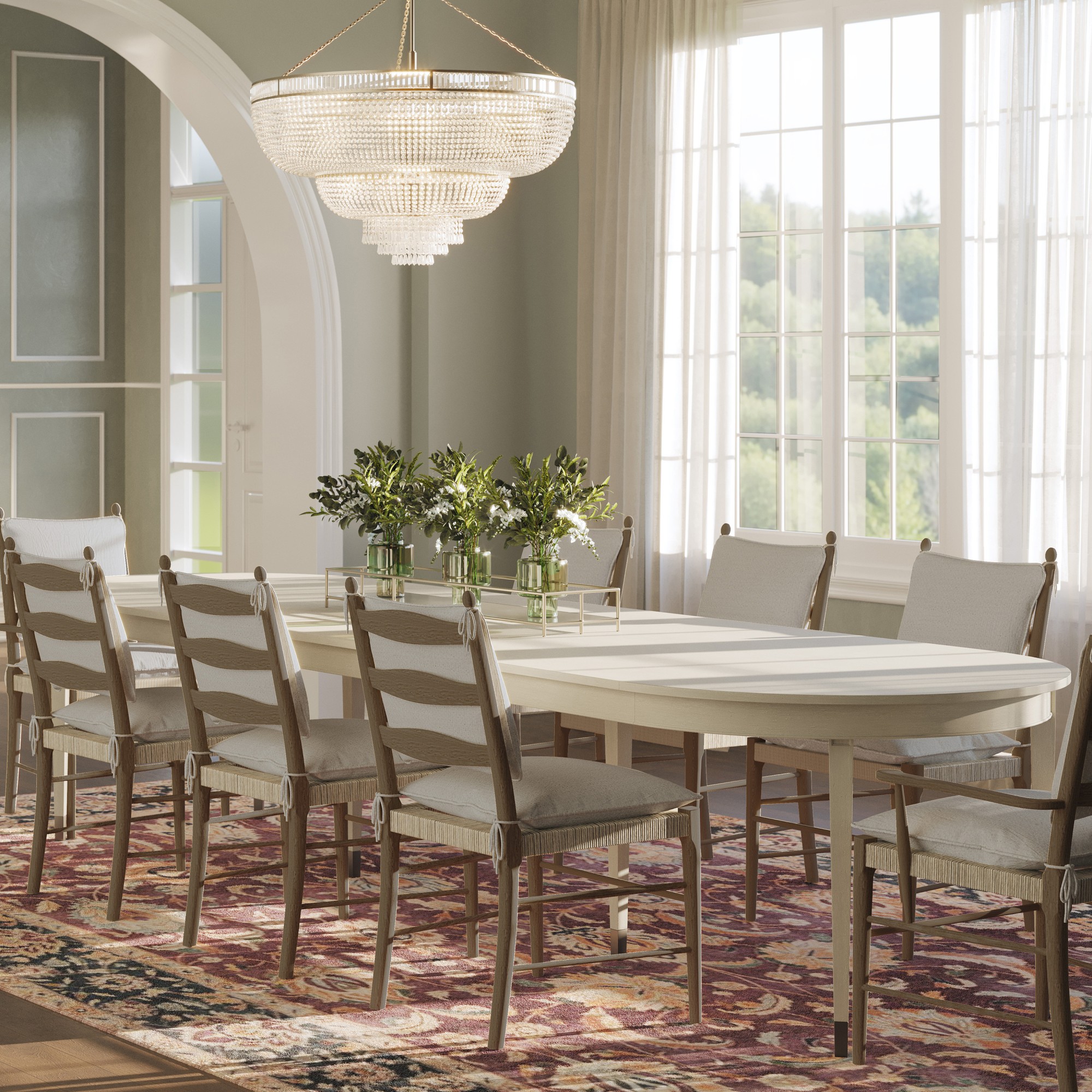 Jonathan Charles Synodic Swedish Extendable Round Dining Table (44