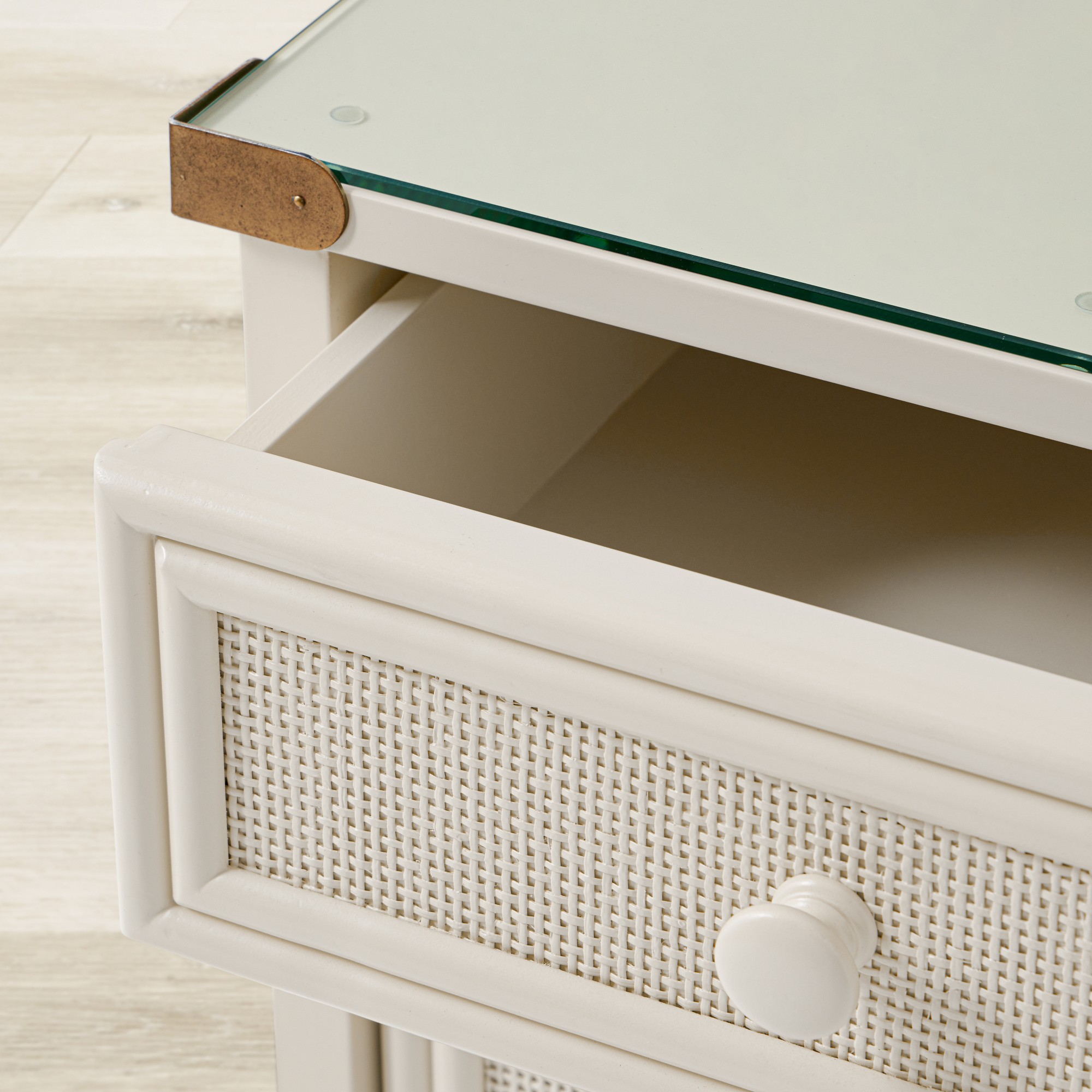 Sylvie Cane 1-Drawer Cabinet Nightstand (18”)