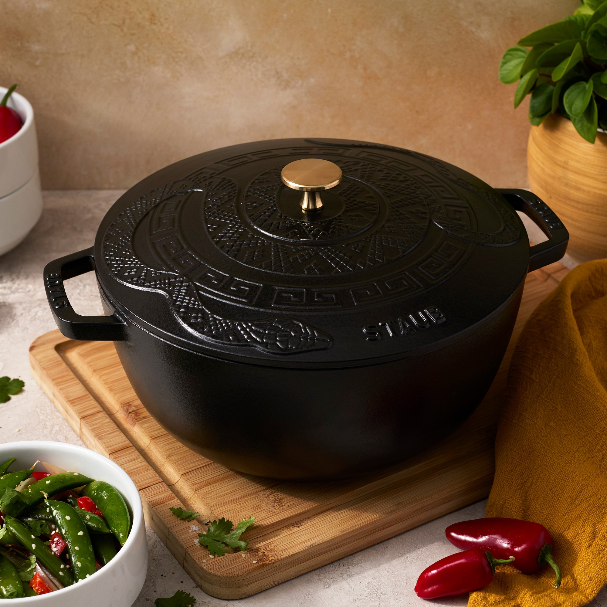 Staub Enameled Cast Iron Essential French Oven with Snake Lid, 5-Qt.
