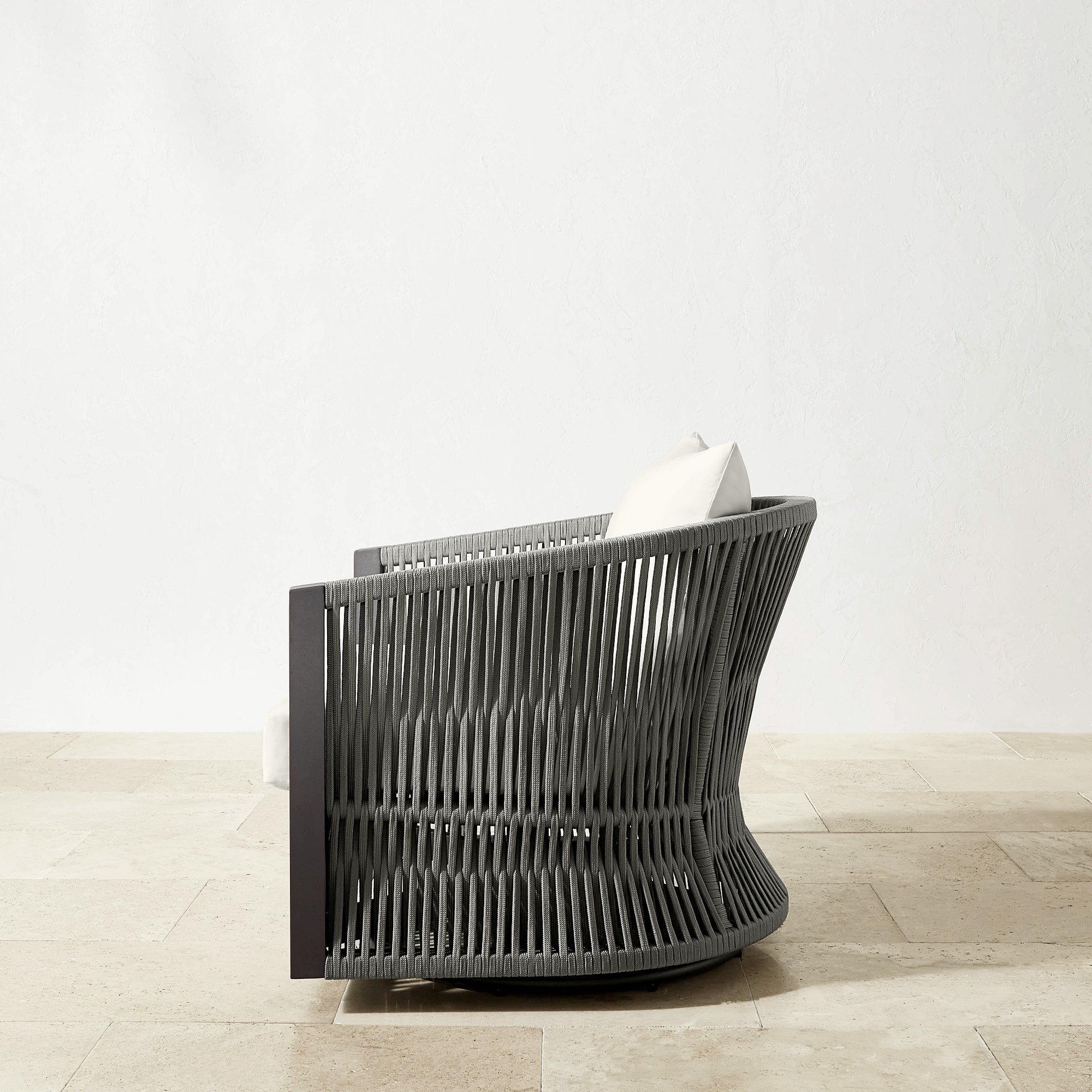 Pasadena Outdoor Metal and Rope Swivel Chair