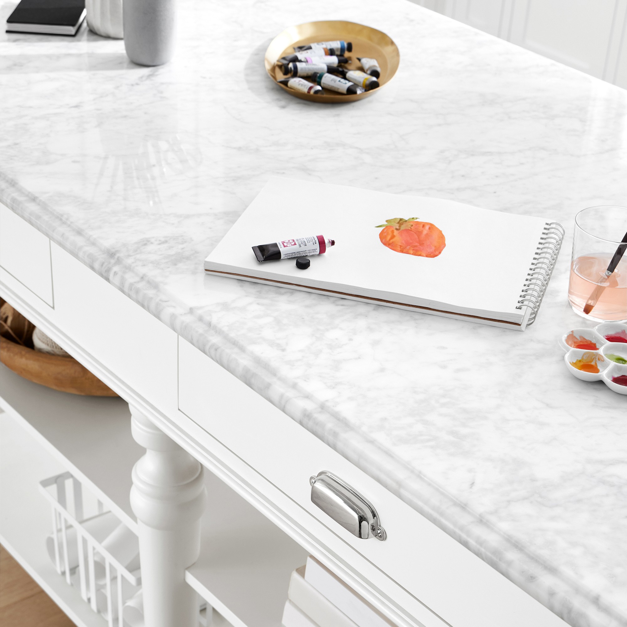 Larkspur Marble-Top Kitchen Island (72