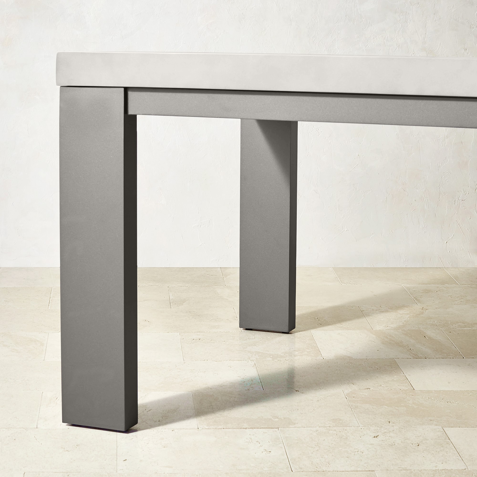 Larnaca Outdoor Slate Grey Metal Fiberstone Dining Table (96