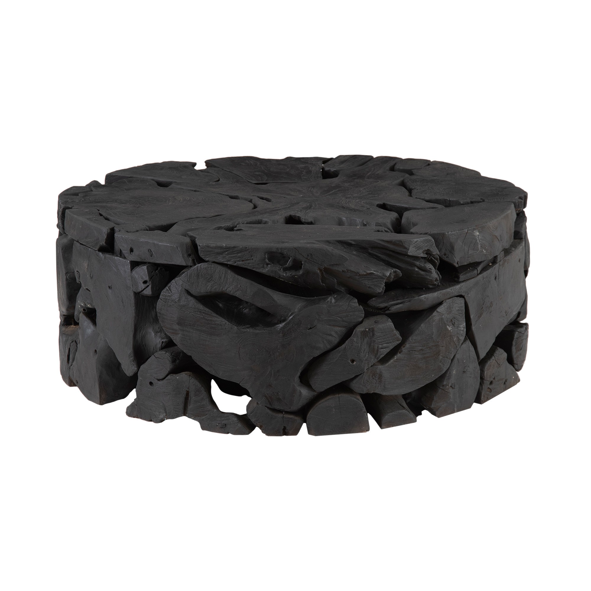 Sliced Teak Round Coffee Table (39