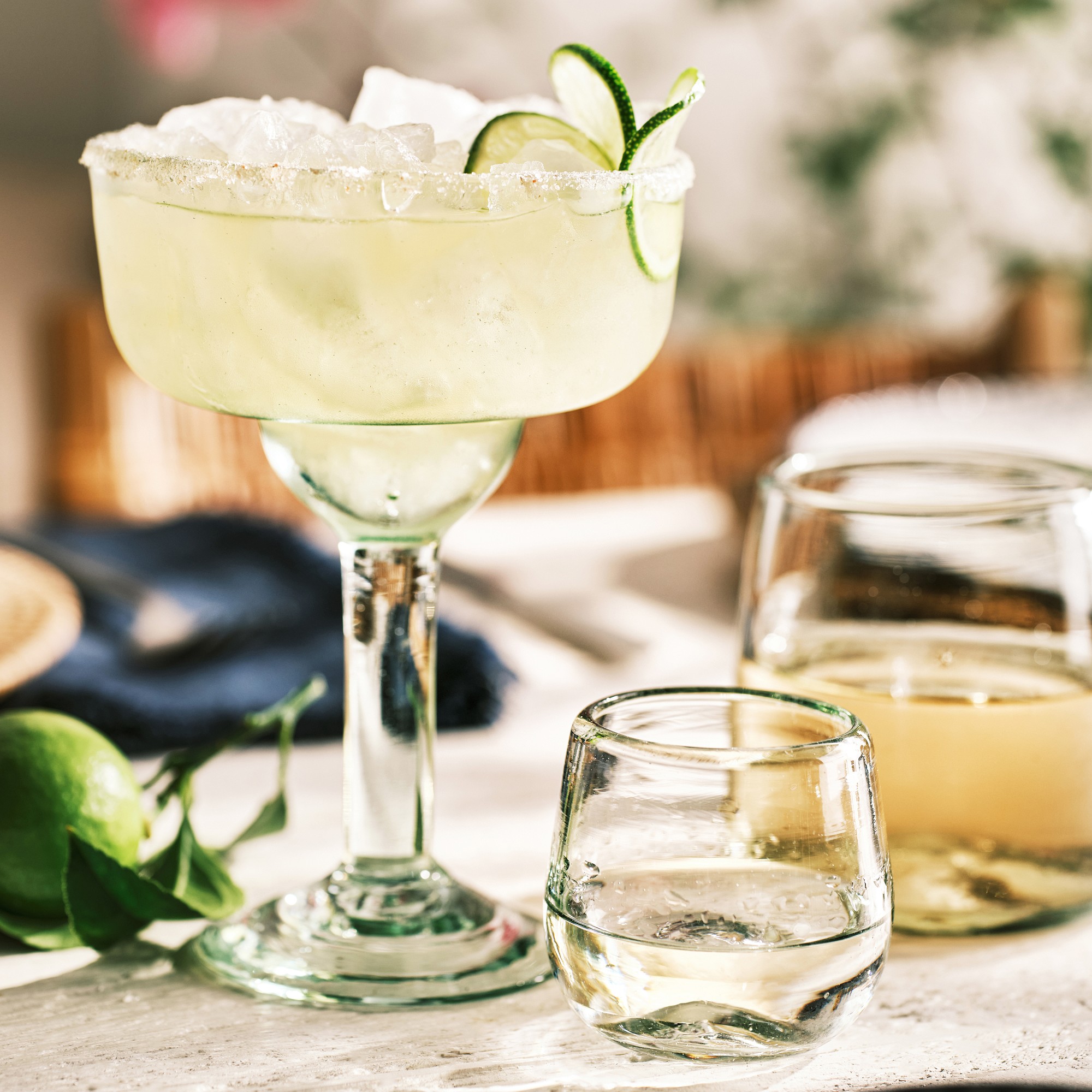 Recycled Glass Margarita Glasses, Set of 4
