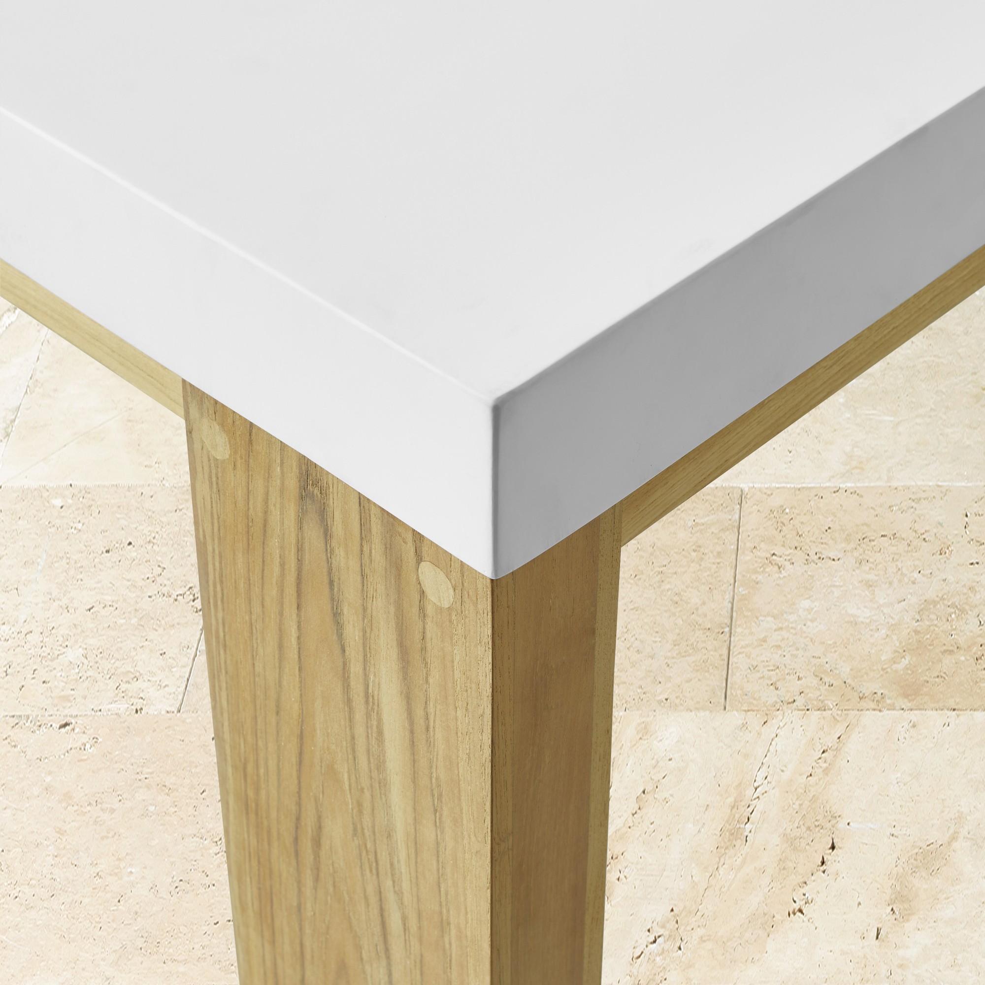 Larnaca Outdoor Teak Fiberstone Dining Table (96