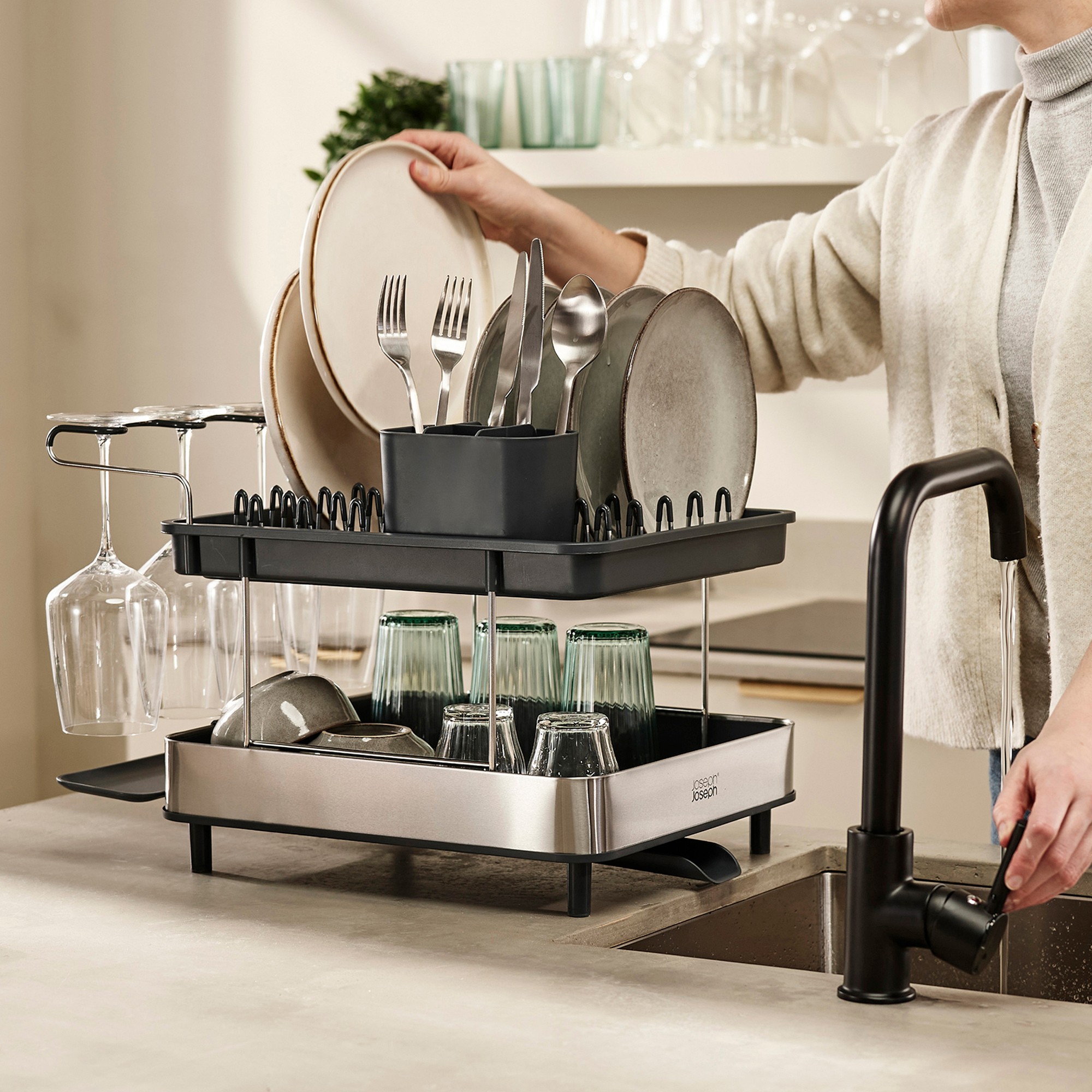 JosephJoseph Excel Steel 2-Tier Dish Rack