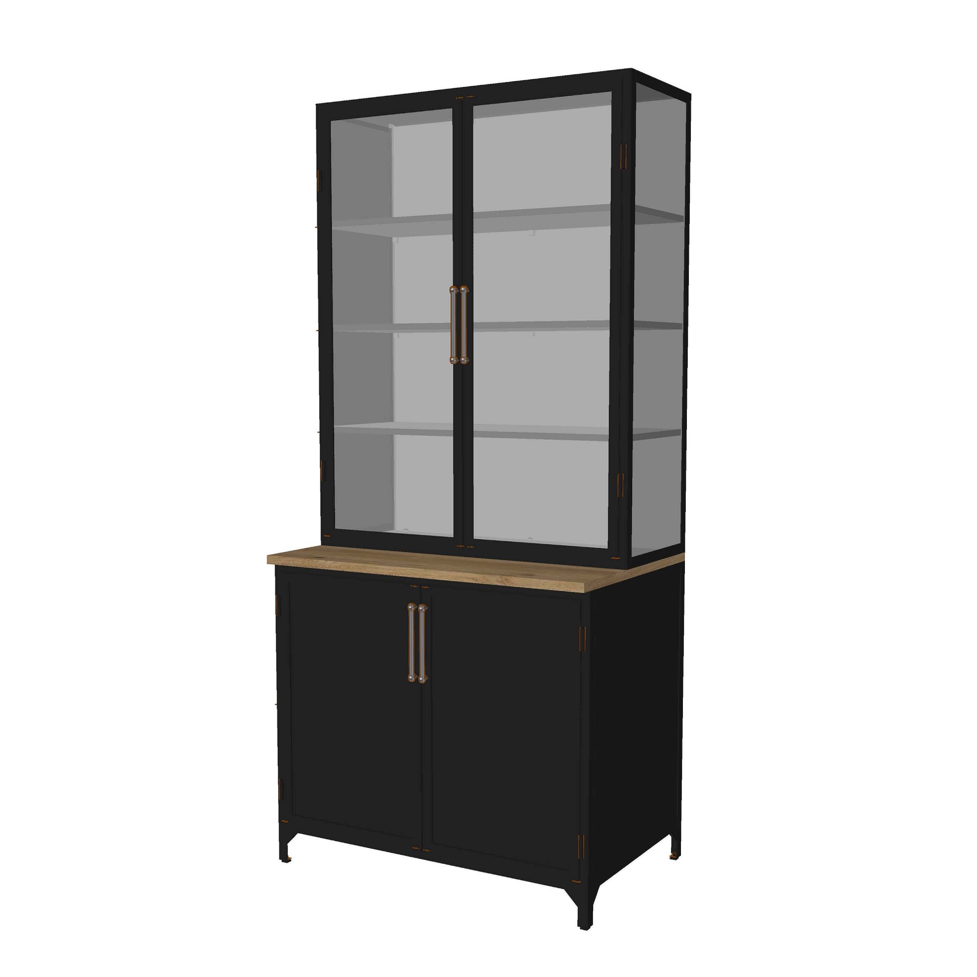 Colt 2- Door Glass Storage Cabinet with Counter (40