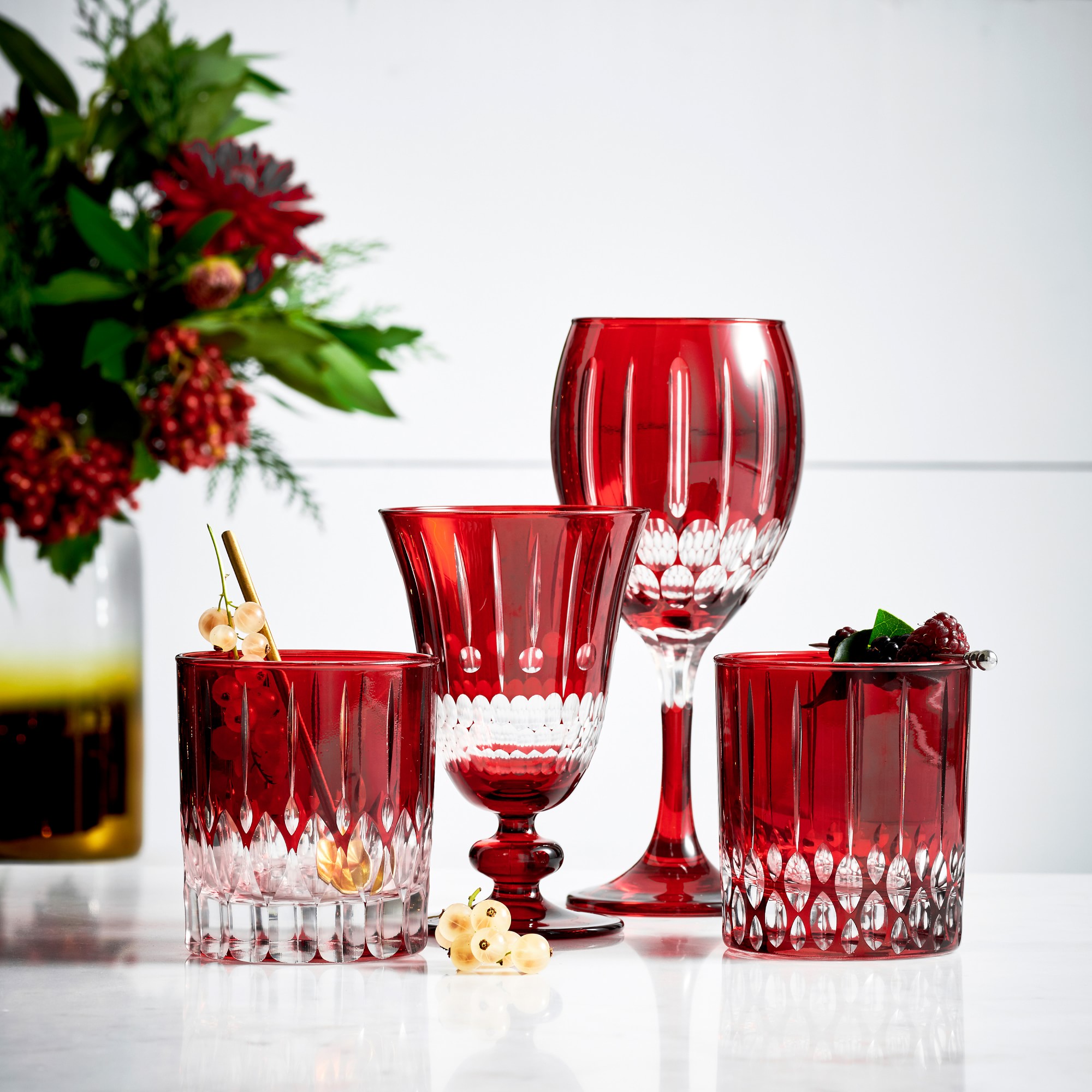 Wilshire Jewel Cut Mixed Wine Glasses, Set of 4