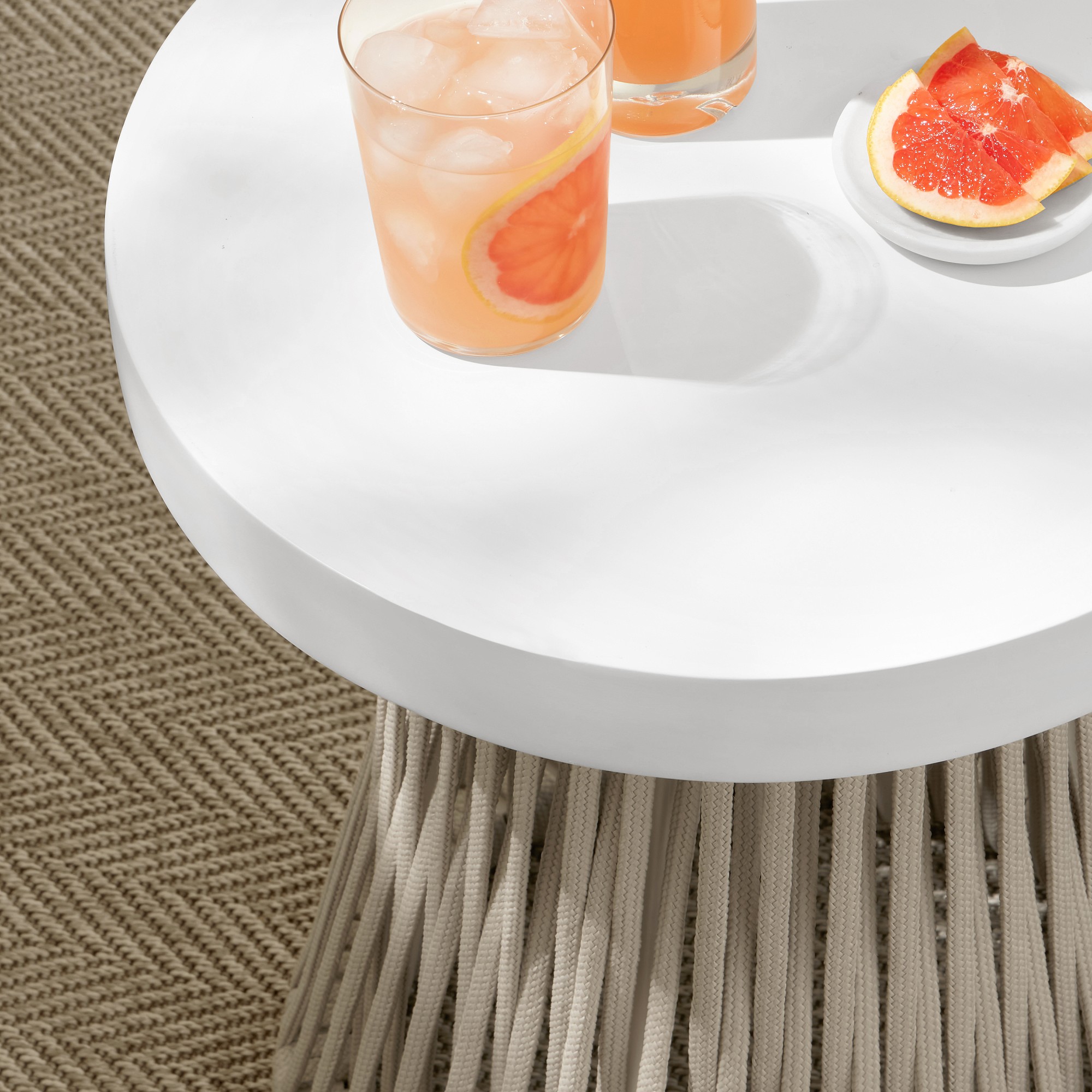 Pasadena Outdoor Fiberstone and Rope Side Table (18