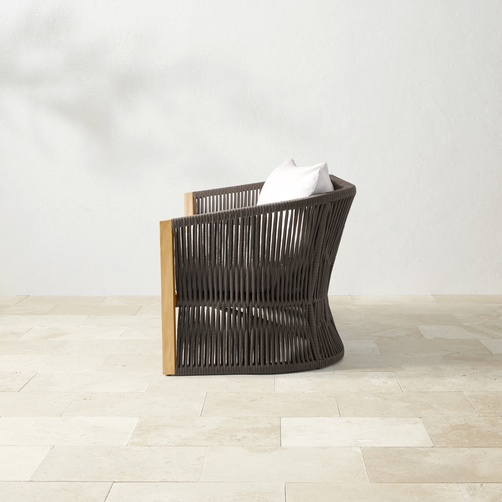 Pasadena Outdoor Teak and Brown Rope Sofa (76