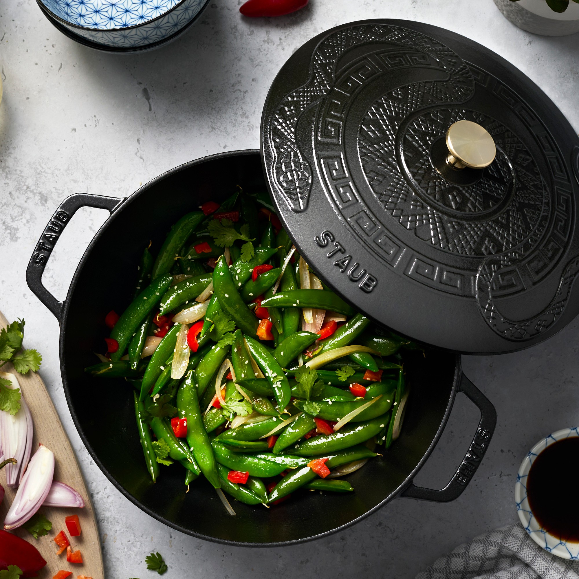 Staub Enameled Cast Iron Essential French Oven with Snake Lid, 5-Qt.