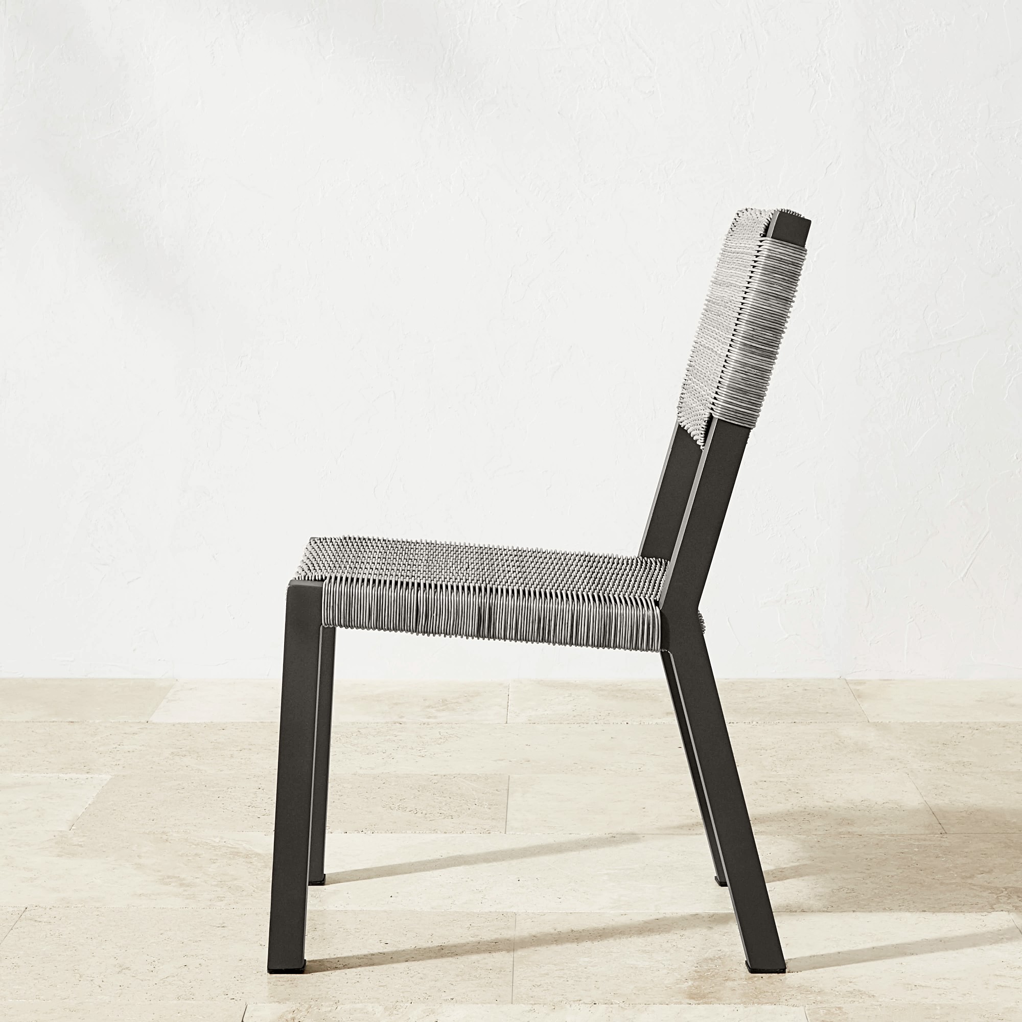 Larnaca Outdoor Slate Grey Metal x All-Weather Weave Dining Side Chair