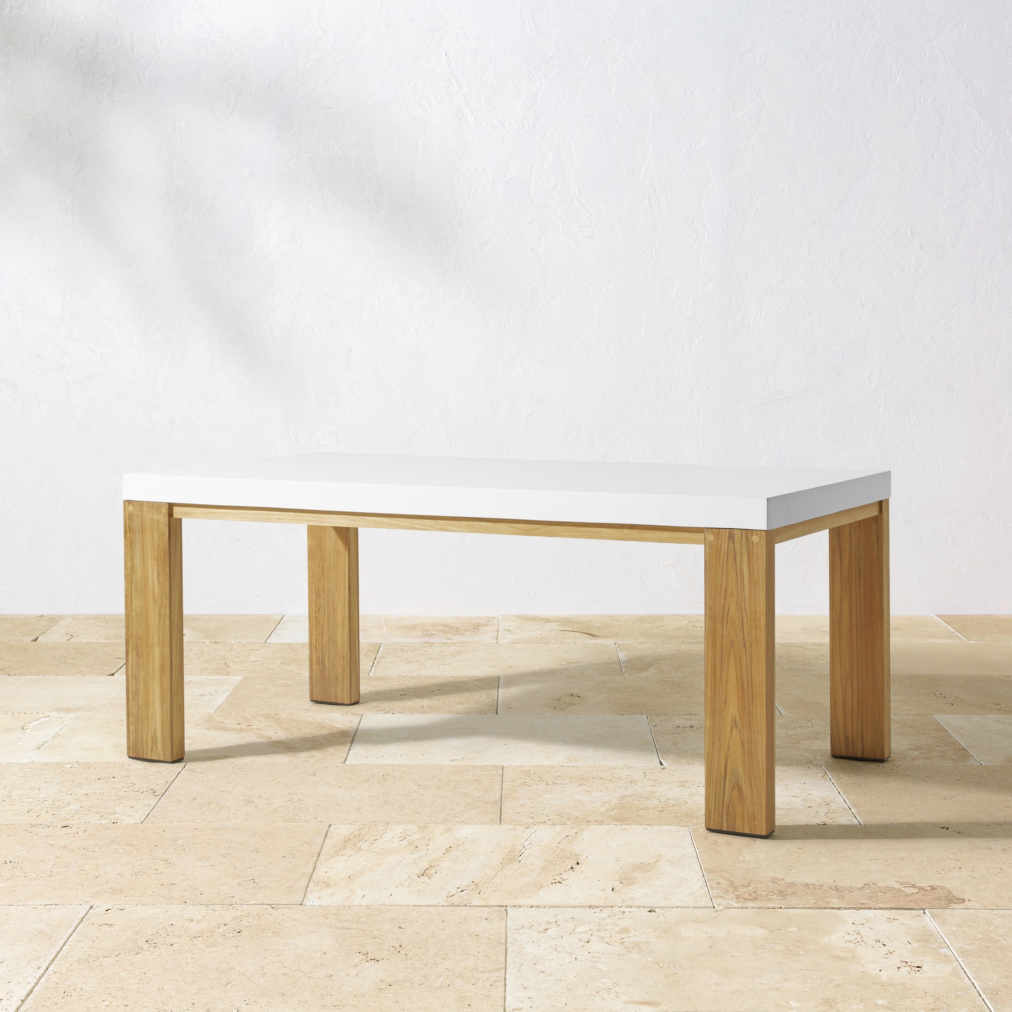 Larnaca Outdoor Teak Fiberstone Dining Table (96